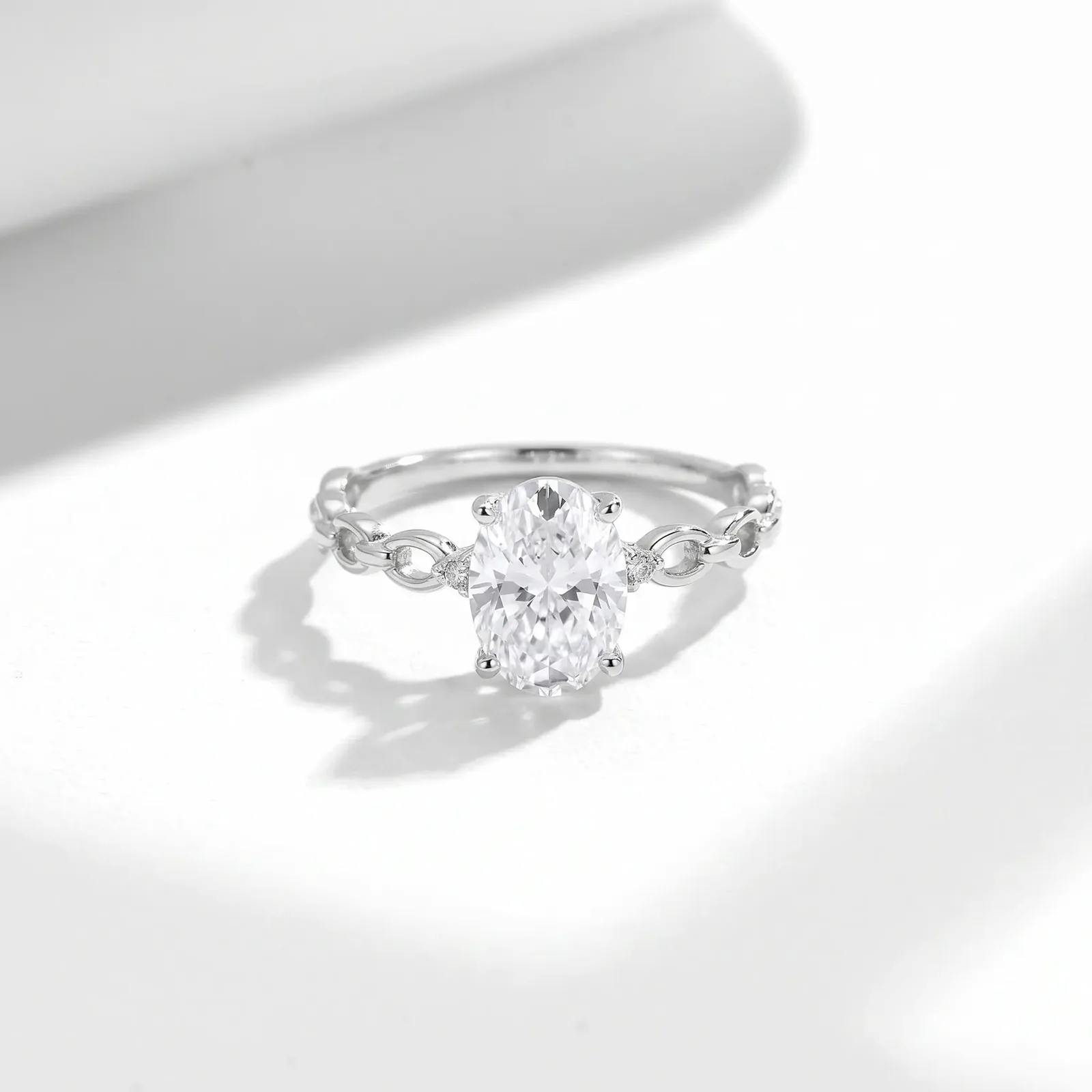FX39510 S925 Silver 18K Gold Oval Moissanite Ring Clasp Promise Ring Women's Ring Center Stone 8*6mm/1.5ct
