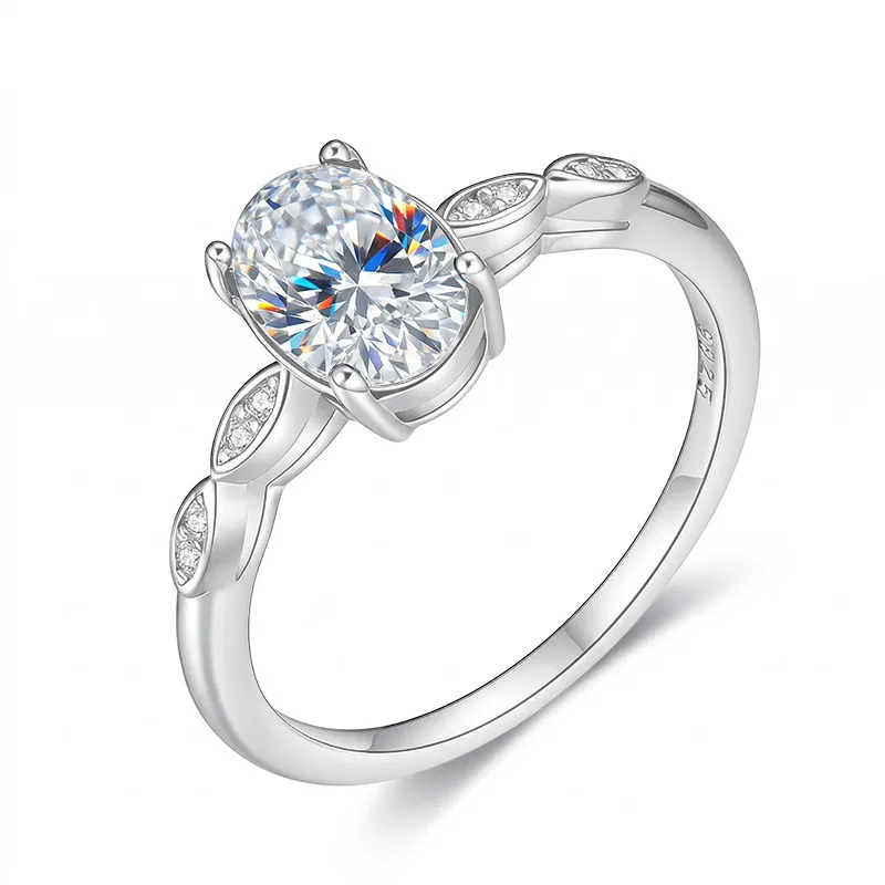 FX39517 S925 Silver 18K Gold Oval Moissanite Anniversary Ring Women's Ring Center Stone 8*6mm/1.5ct