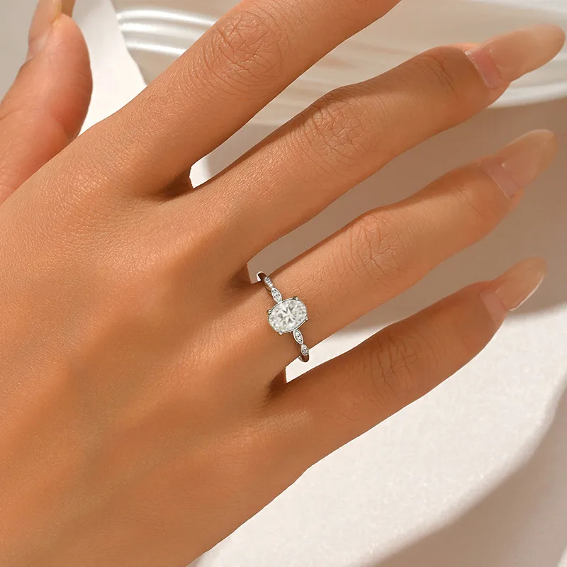 FX39517 S925 Silver 18K Gold Oval Moissanite Anniversary Ring Women's Ring Center Stone 8*6mm/1.5ct