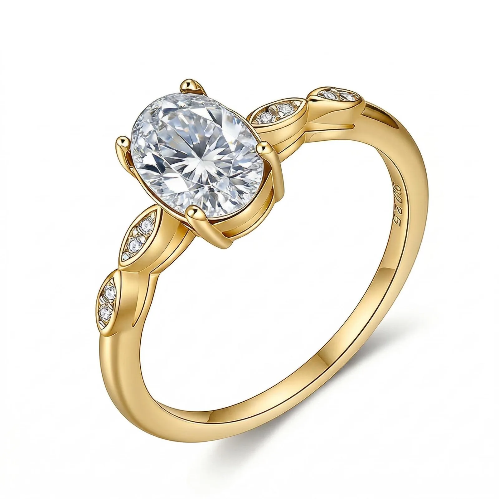 FX39517 S925 Silver 18K Gold Oval Moissanite Anniversary Ring Women's Ring Center Stone 8*6mm/1.5ct