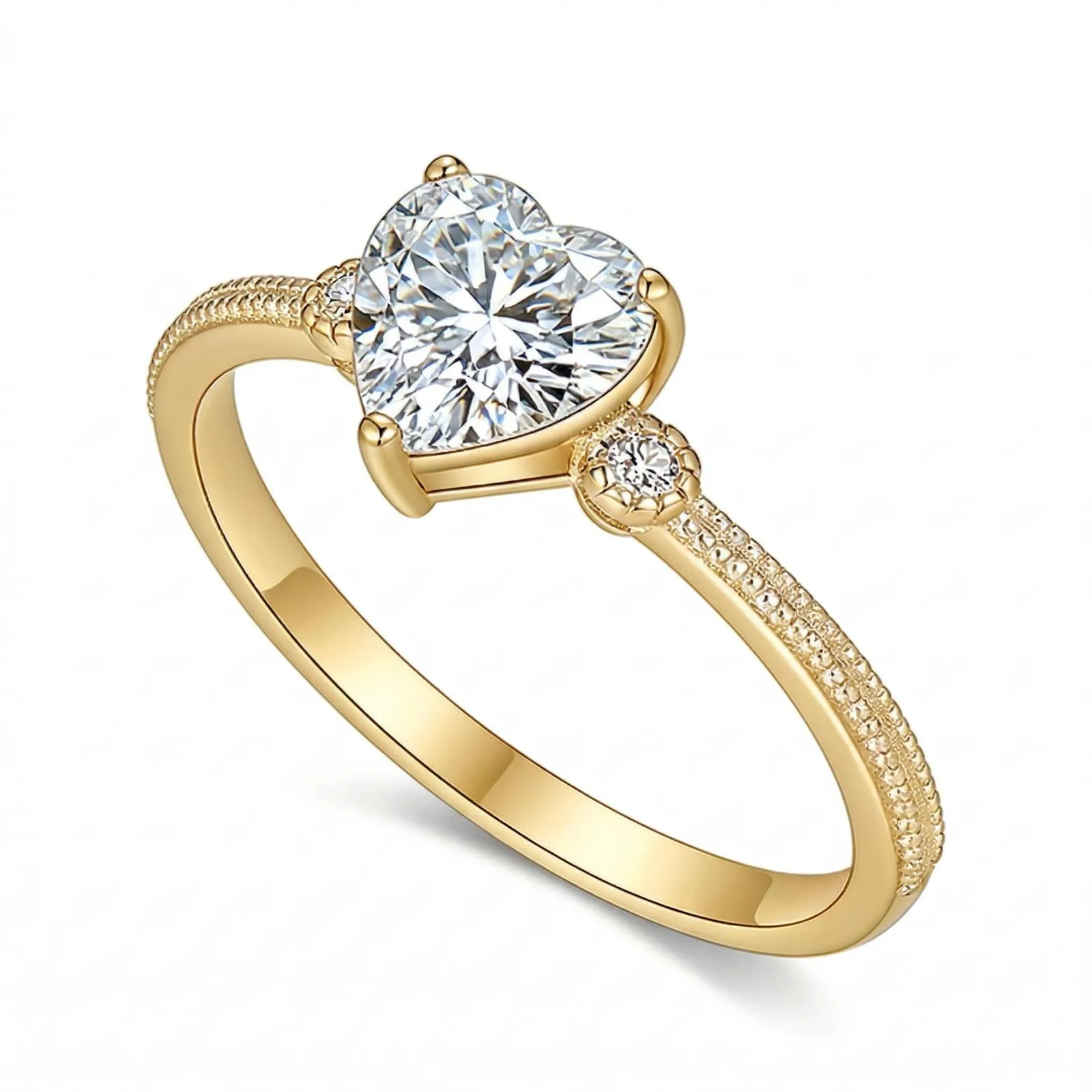 FX39506 S925 Silver 18K Gold Heart Moissanite Light Luxury Wedding Band Women's Ring Center Stone 6.0mm/0.8ct