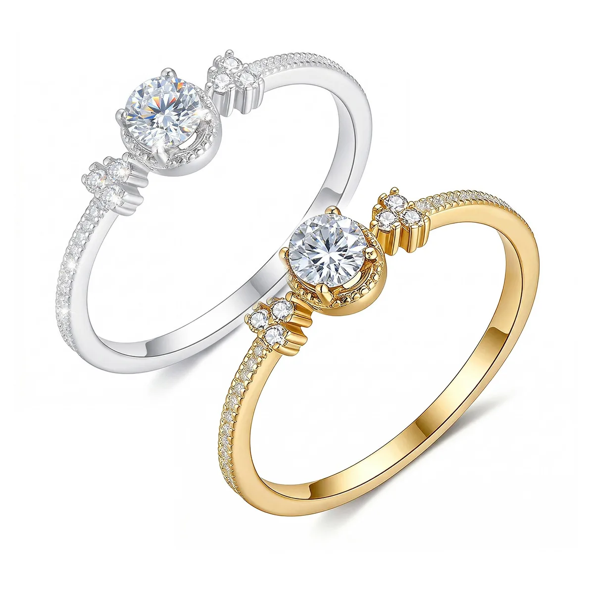 FX39379 S925 Silver 18K Gold Oval Moissanite Light Luxury Proposal Ring Women's Ring 0.5ct