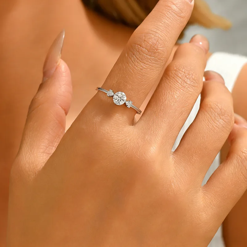 FX39379 S925 Silver 18K Gold Oval Moissanite Light Luxury Proposal Ring Women's Ring 0.5ct