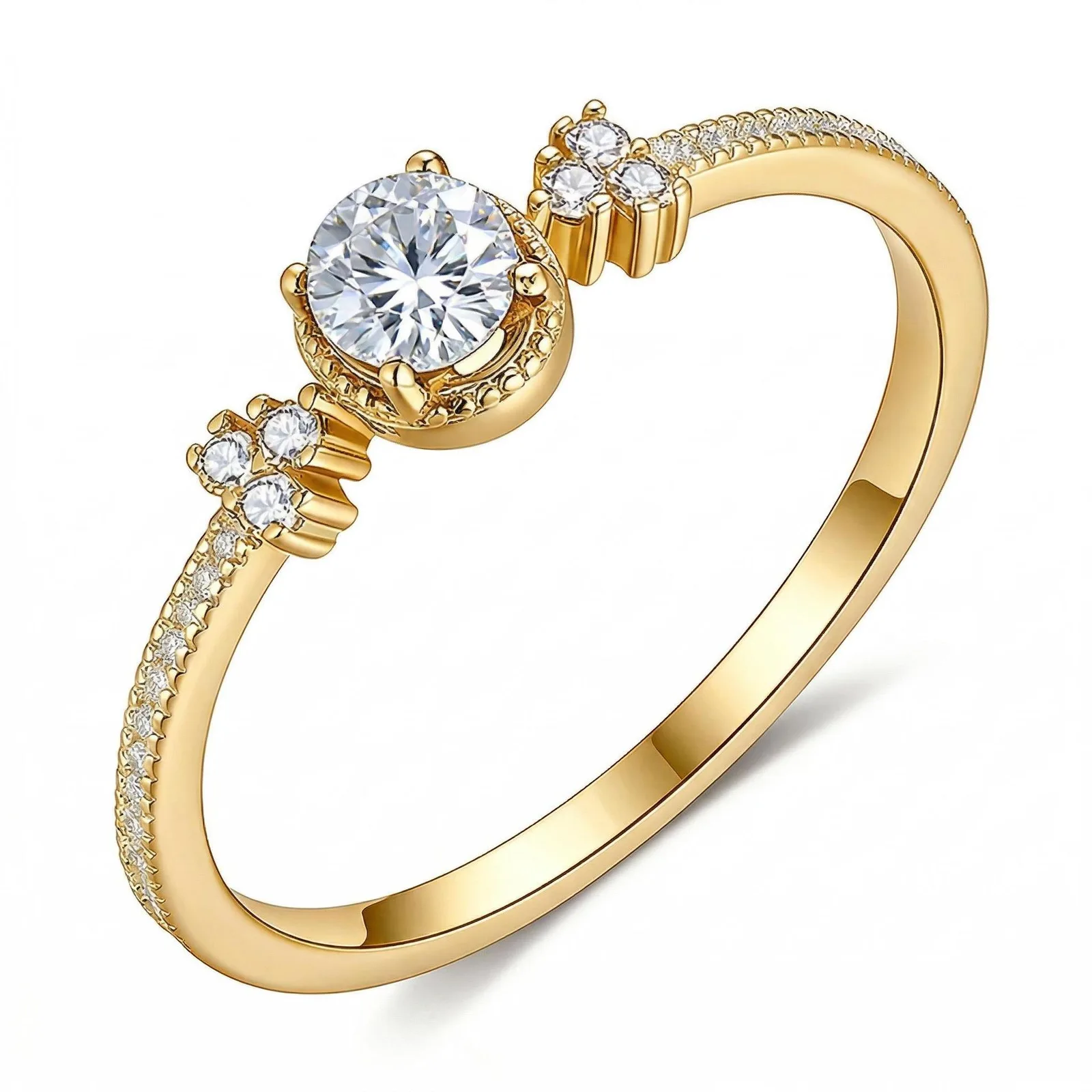 FX39379 S925 Silver 18K Gold Oval Moissanite Light Luxury Proposal Ring Women's Ring 0.5ct