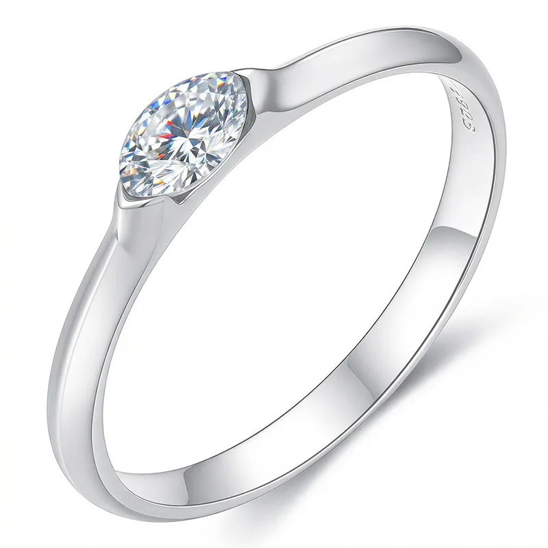 FX39372 S925 Silver 18K Gold Marquise Moissanite Happiness Light Luxury Confession Ring Women's Ring 0.3ct