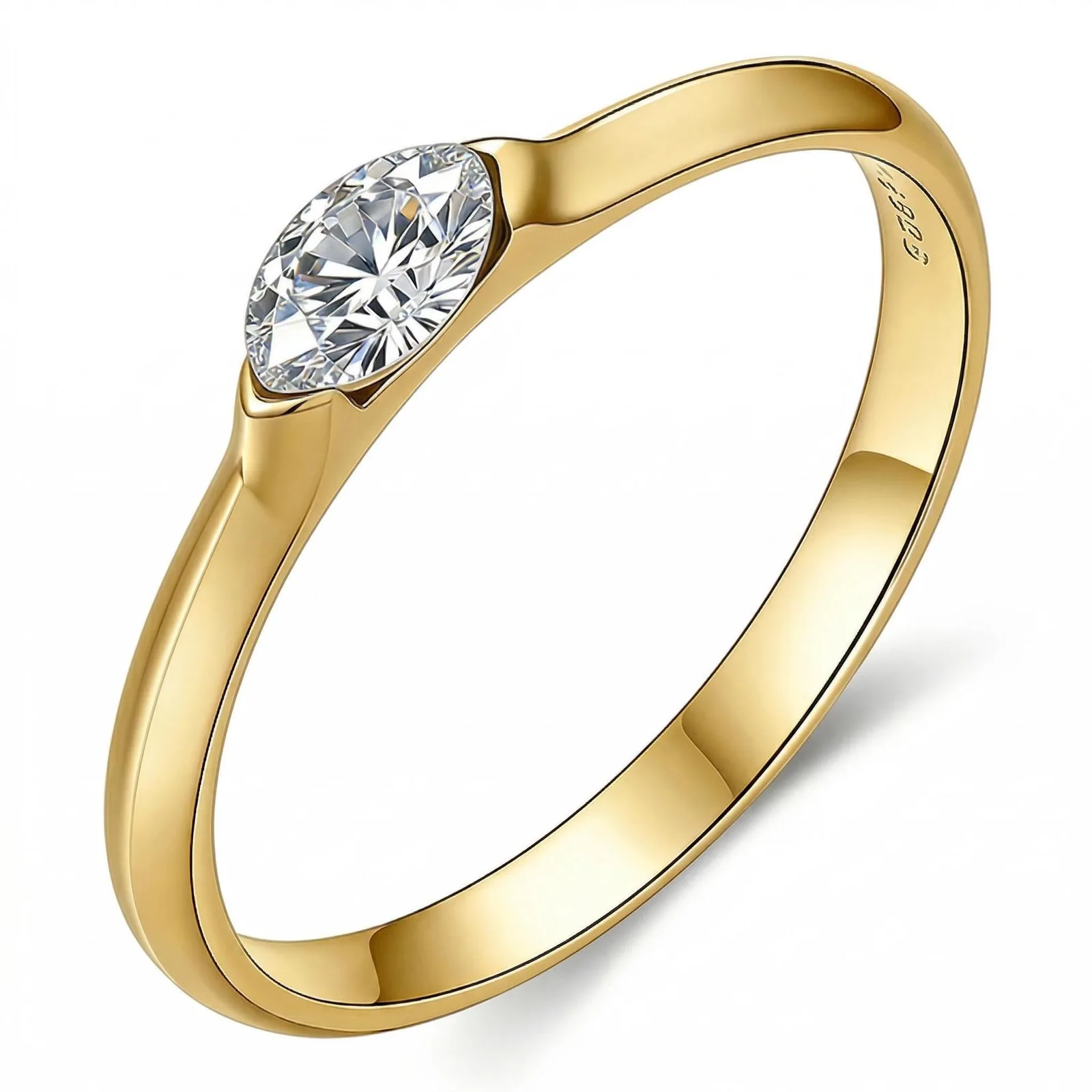 FX39372 S925 Silver 18K Gold Marquise Moissanite Happiness Light Luxury Confession Ring Women's Ring 0.3ct