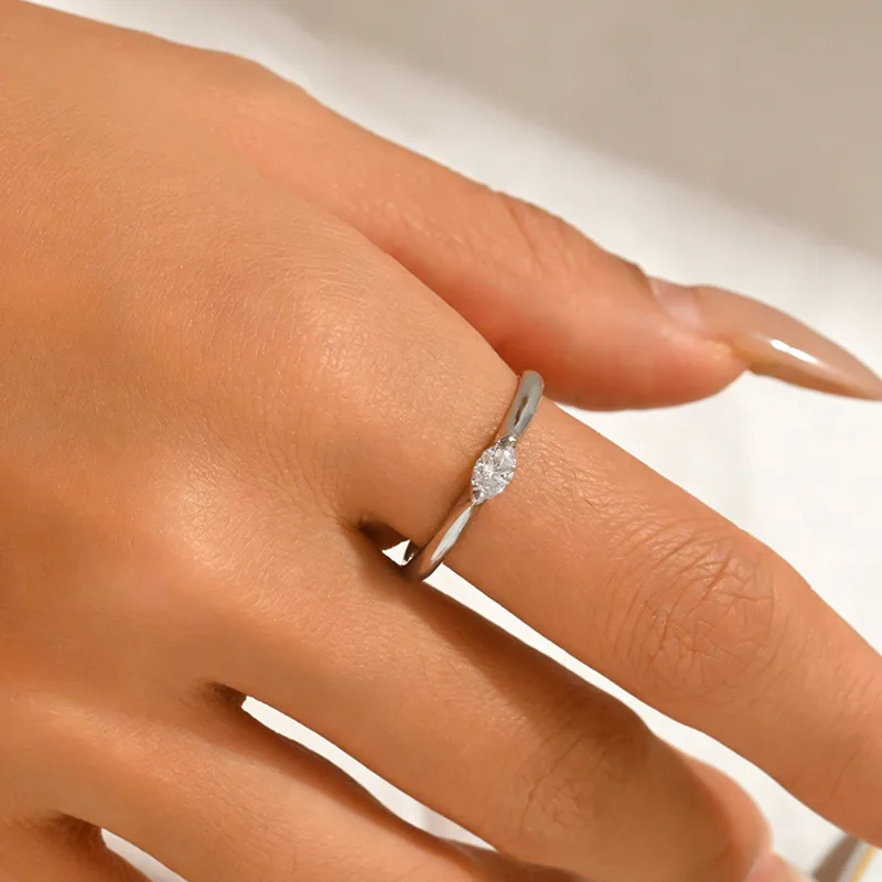 FX39372 S925 Silver 18K Gold Marquise Moissanite Happiness Light Luxury Confession Ring Women's Ring 0.3ct