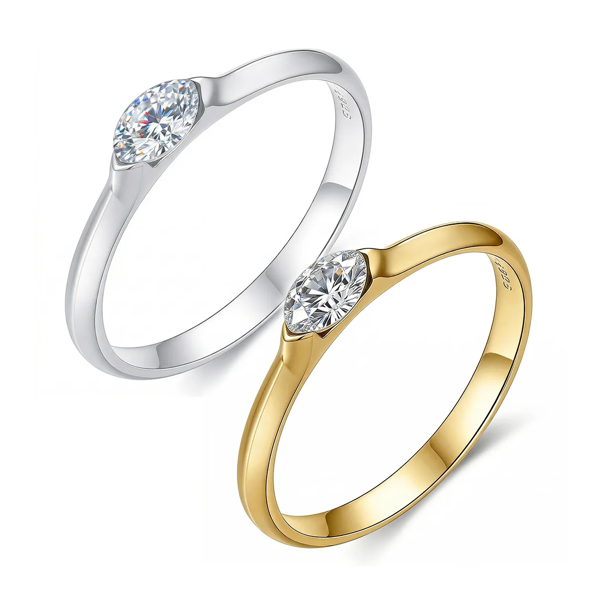 FX39372 S925 Silver 18K Gold Marquise Moissanite Happiness Light Luxury Confession Ring Women's Ring 0.3ct