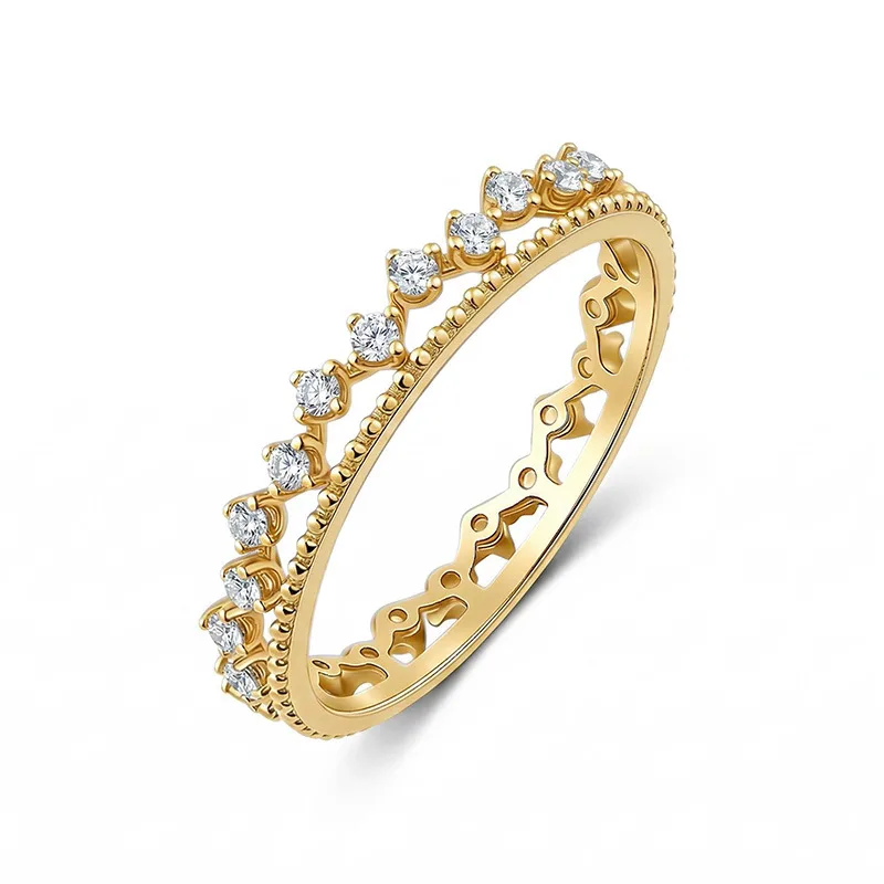 FX39376B S925 Silver 18K Gold Round Moissanite Lace Light Luxury Confession Ring Women's Ring 0.4ct