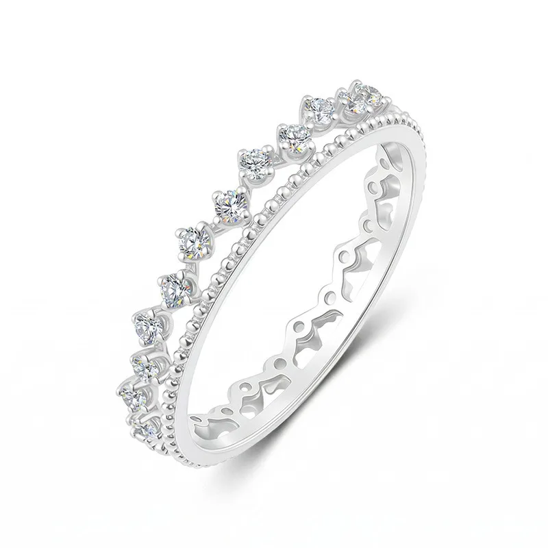 FX39376B S925 Silver 18K Gold Round Moissanite Lace Light Luxury Confession Ring Women's Ring 0.4ct