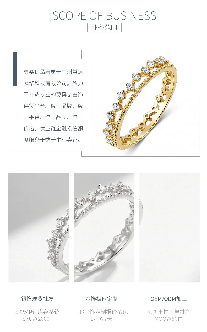 FX39376B S925 Silver 18K Gold Round Moissanite Lace Light Luxury Confession Ring