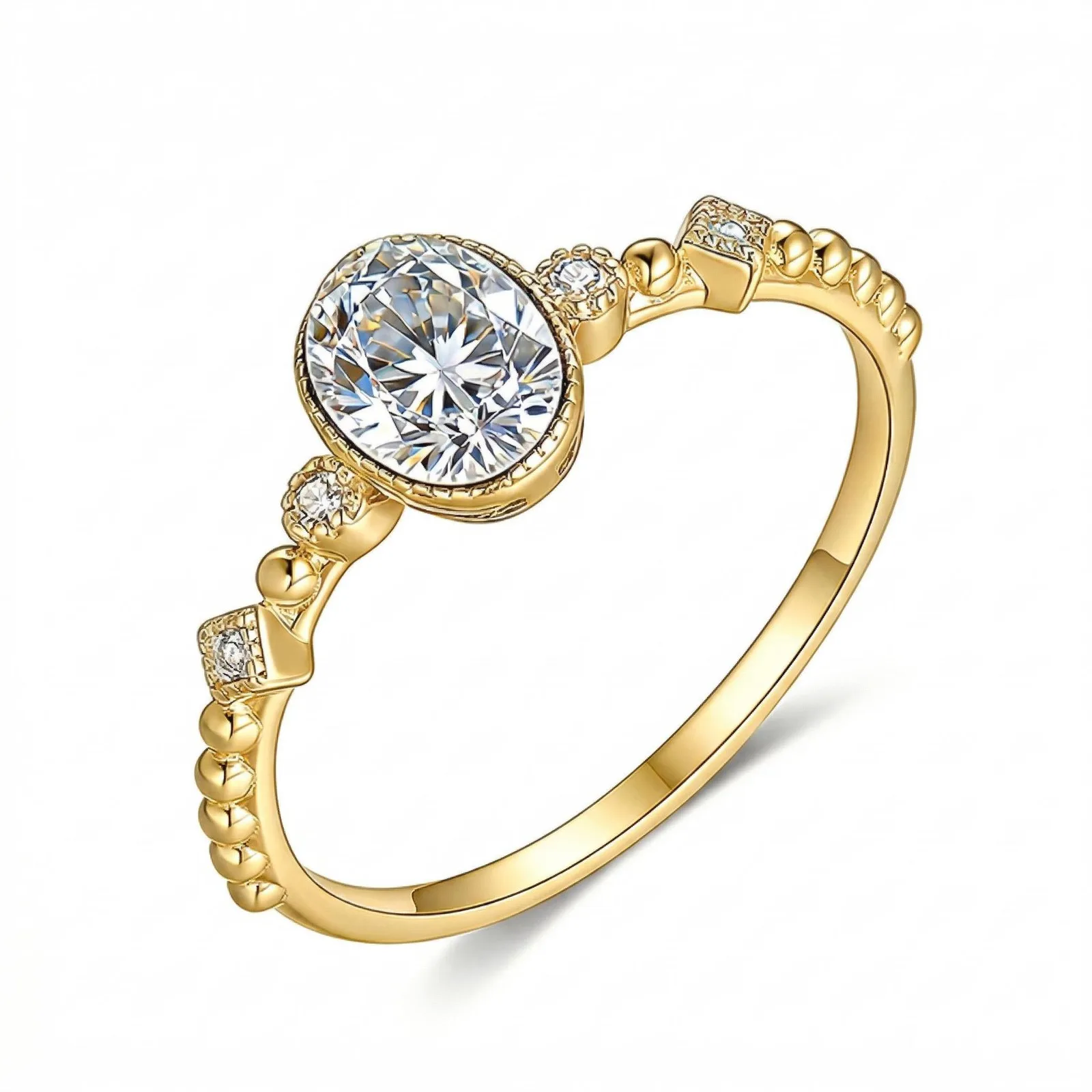 FX39368 S925 Silver 18K Gold Oval Moissanite Starlight Light Luxury Proposal Ring Women's Ring 1.0ct
