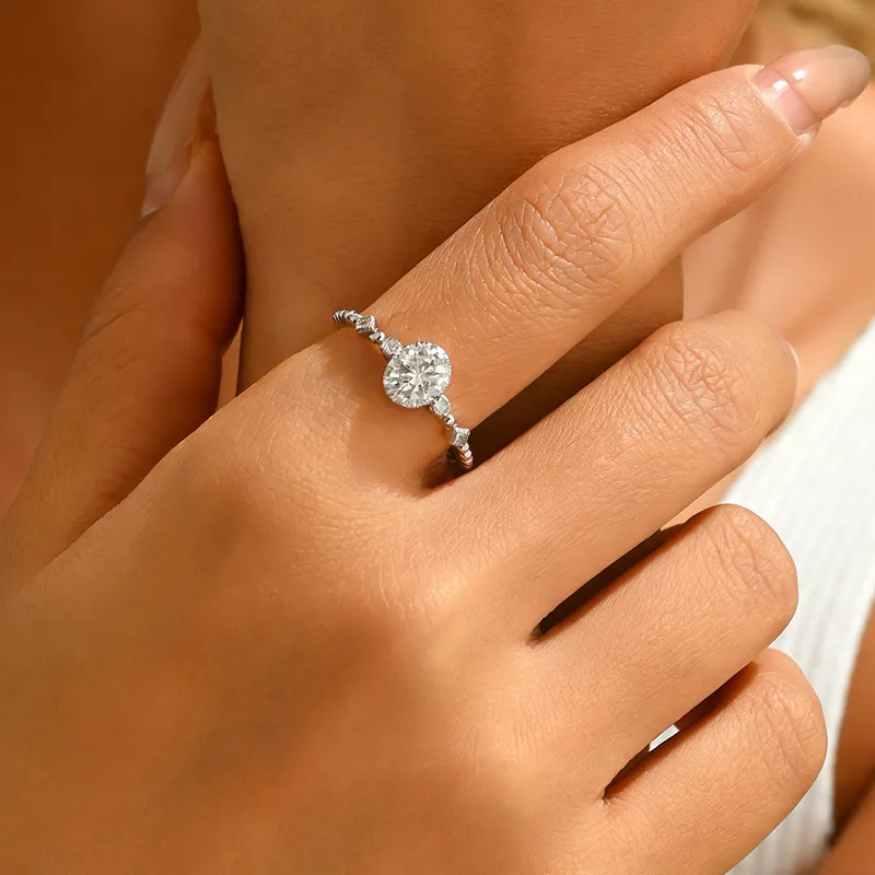 FX39368 S925 Silver 18K Gold Oval Moissanite Starlight Light Luxury Proposal Ring Women's Ring 1.0ct