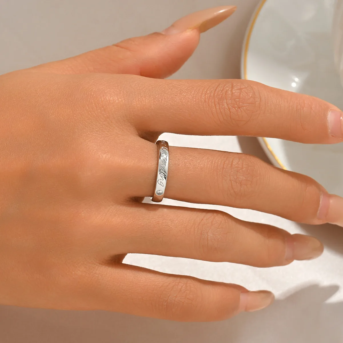 FX39298 S925 Silver 18K Gold love unending Moissanite Couple Bands 0.035ct