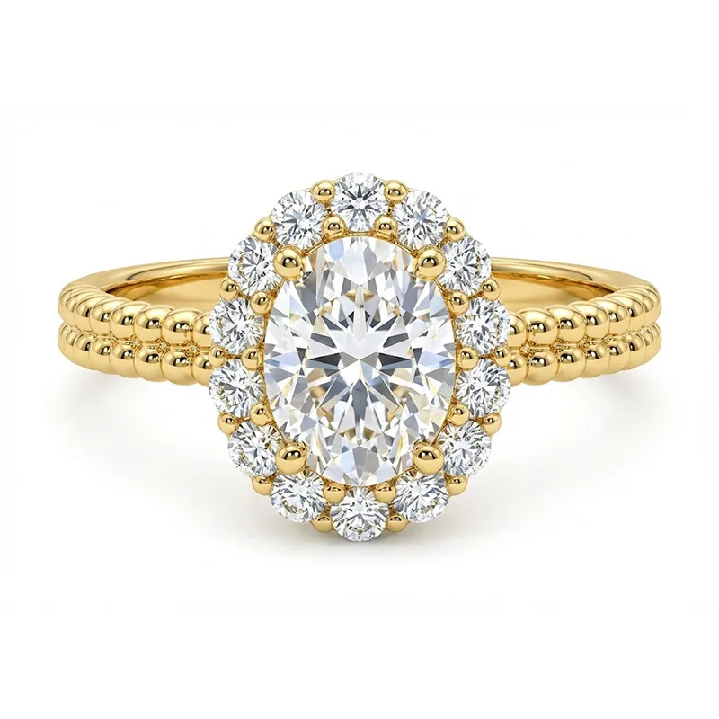 SN096 S925 Silver 18K Yellow Gold Oval Moissanite Light Luxury Proposal Ring Women's Ring Center Stone 8*6mm/1.5ct
