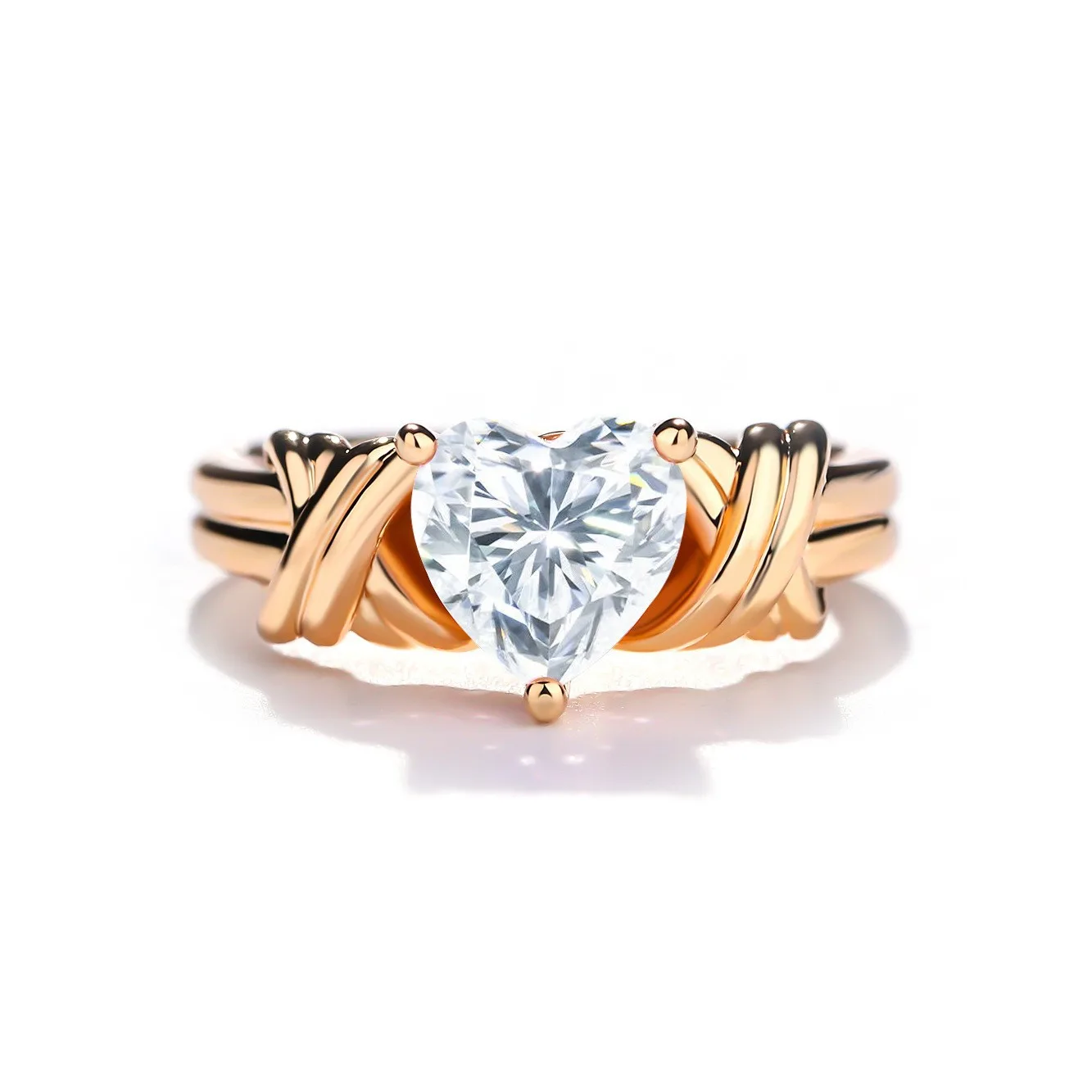 SN500 S925 Silver 18K Rose Gold Heart Moissanite Ring Band Fashion Confession Ring Women's Ring Center Stone 7*7mm/1.2ct