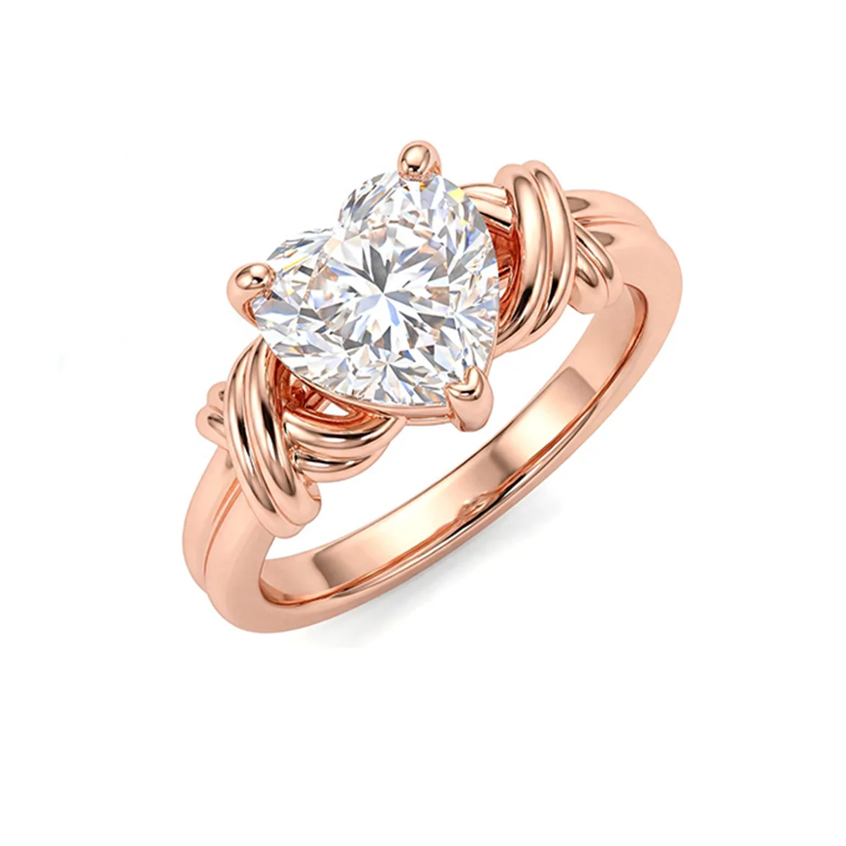 SN500 S925 Silver 18K Rose Gold Heart Moissanite Ring Band Fashion Confession Ring Women's Ring Center Stone 7*7mm/1.2ct