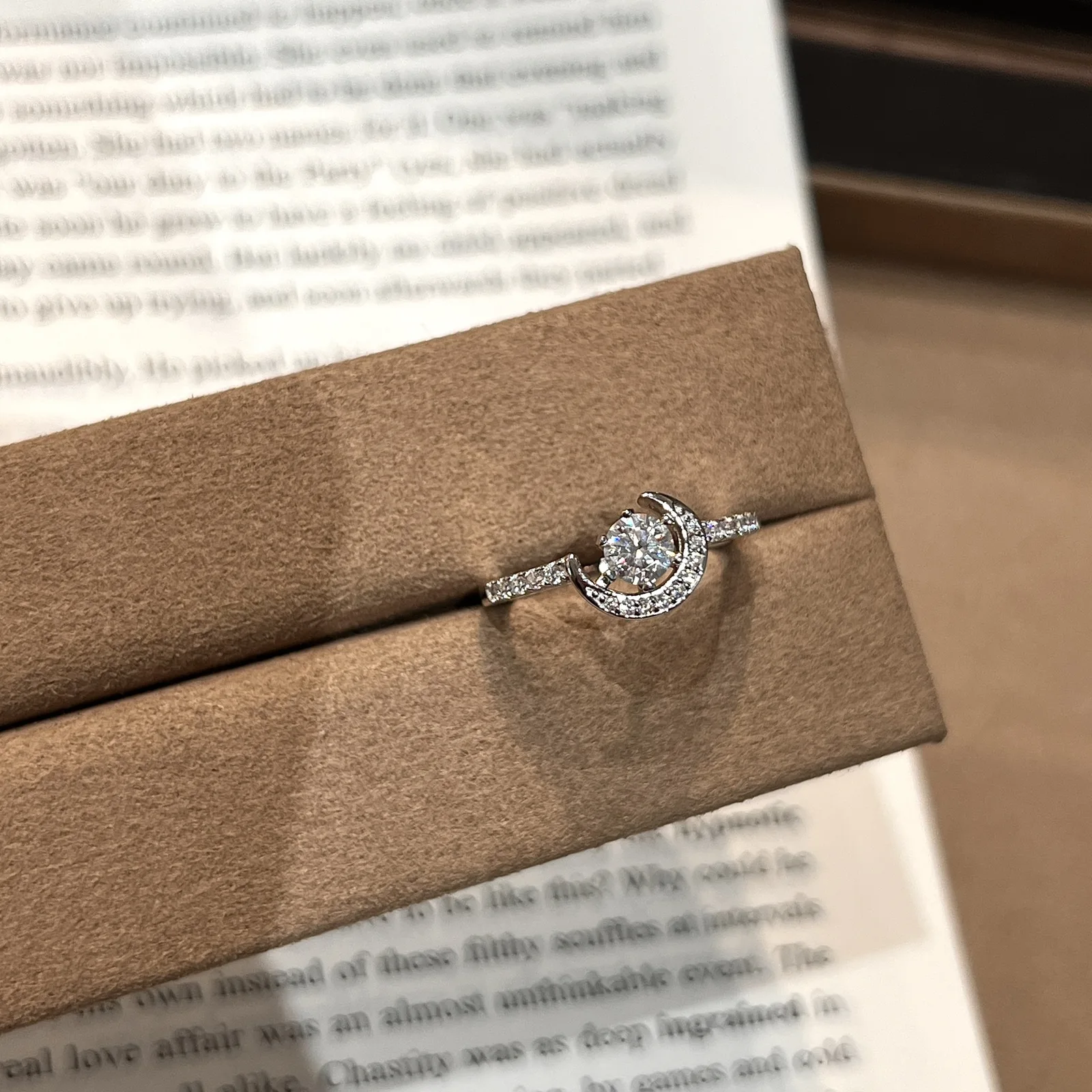 XY51 S925 Silver 18K White Gold Round Moissanite Star Confession Ring Women's Ring Center Stone 5.0mm/0.5ct