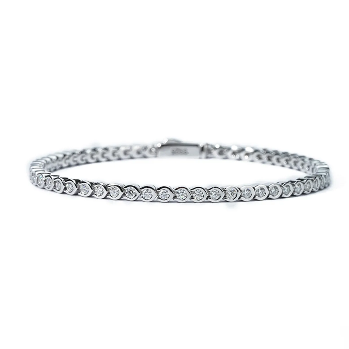 SMB3-0063 S925 Silver 18K White Gold Moissanite Full Pavé Bracelet 1.45ct/1.58ct/1.68ct