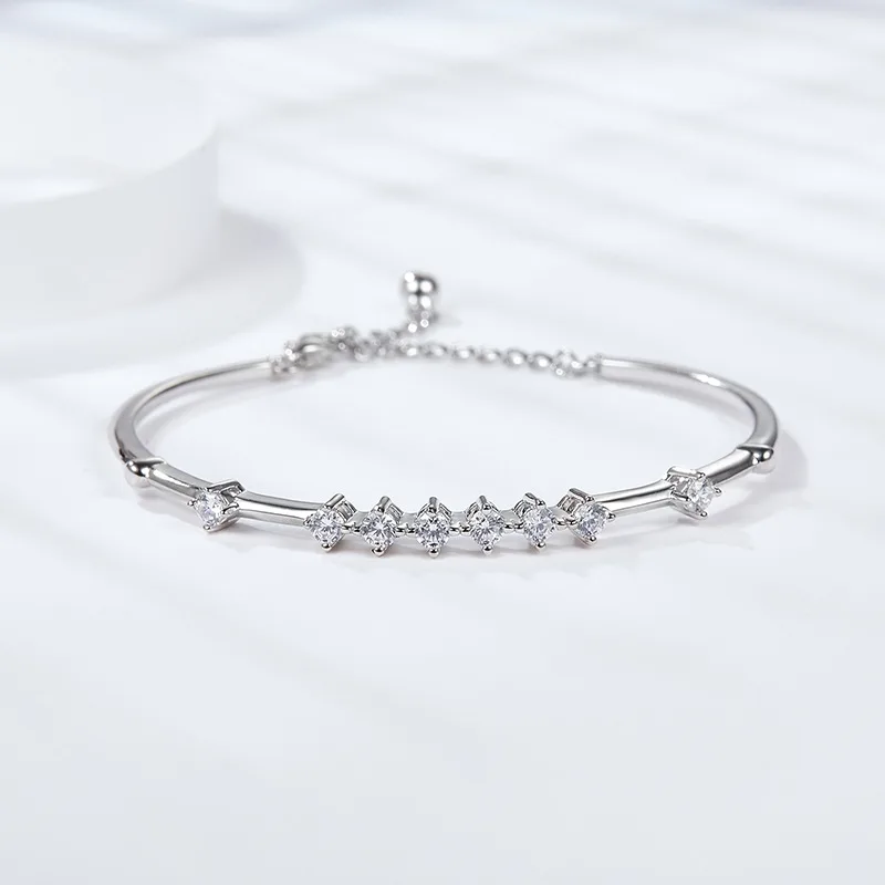 BM6001O S925 Silver 18K White Gold Round Moissanite 0.8ct