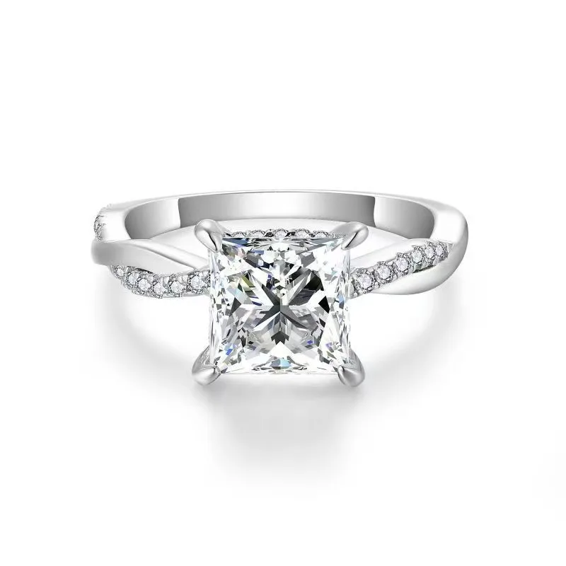 R3-0560 Vine S925 Silver 18K Gold Princess Moissanite Engagement Ring Women's Ring Center Stone 7*7mm/2.0ct