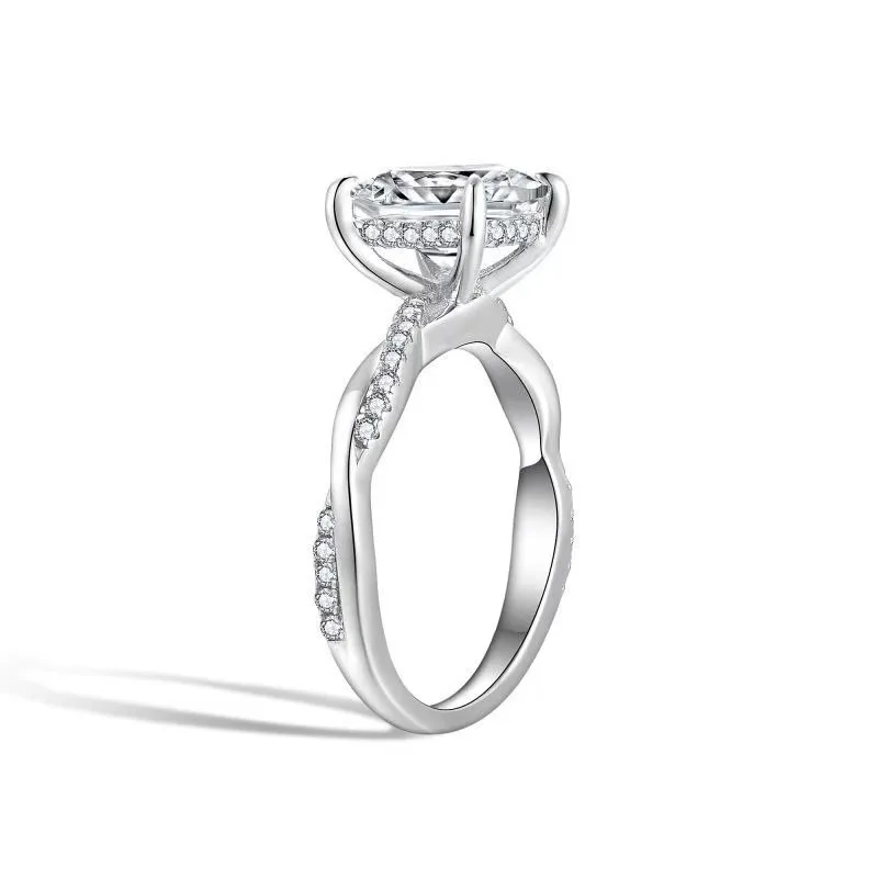 R3-0560 Vine S925 Silver 18K Gold Princess Moissanite Engagement Ring Women's Ring Center Stone 7*7mm/2.0ct
