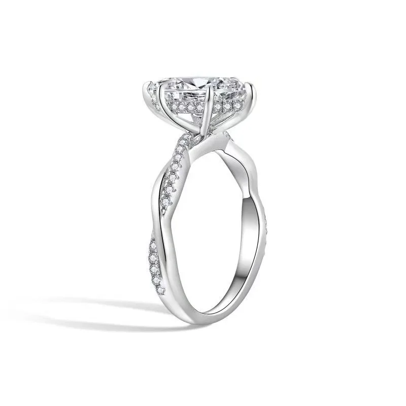 R3-0561 Vine S925 Silver 18K Gold Marquise Moissanite Proposal Ring Women's Ring Center Stone 6*12mm/2.0ct