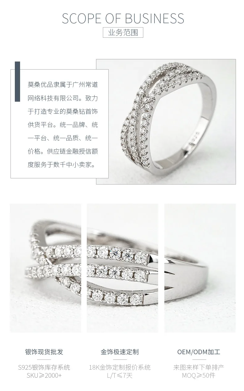R3-0689 Star S925 Silver 18K White Gold Round Moissanite Wedding Band Ring 0.46c