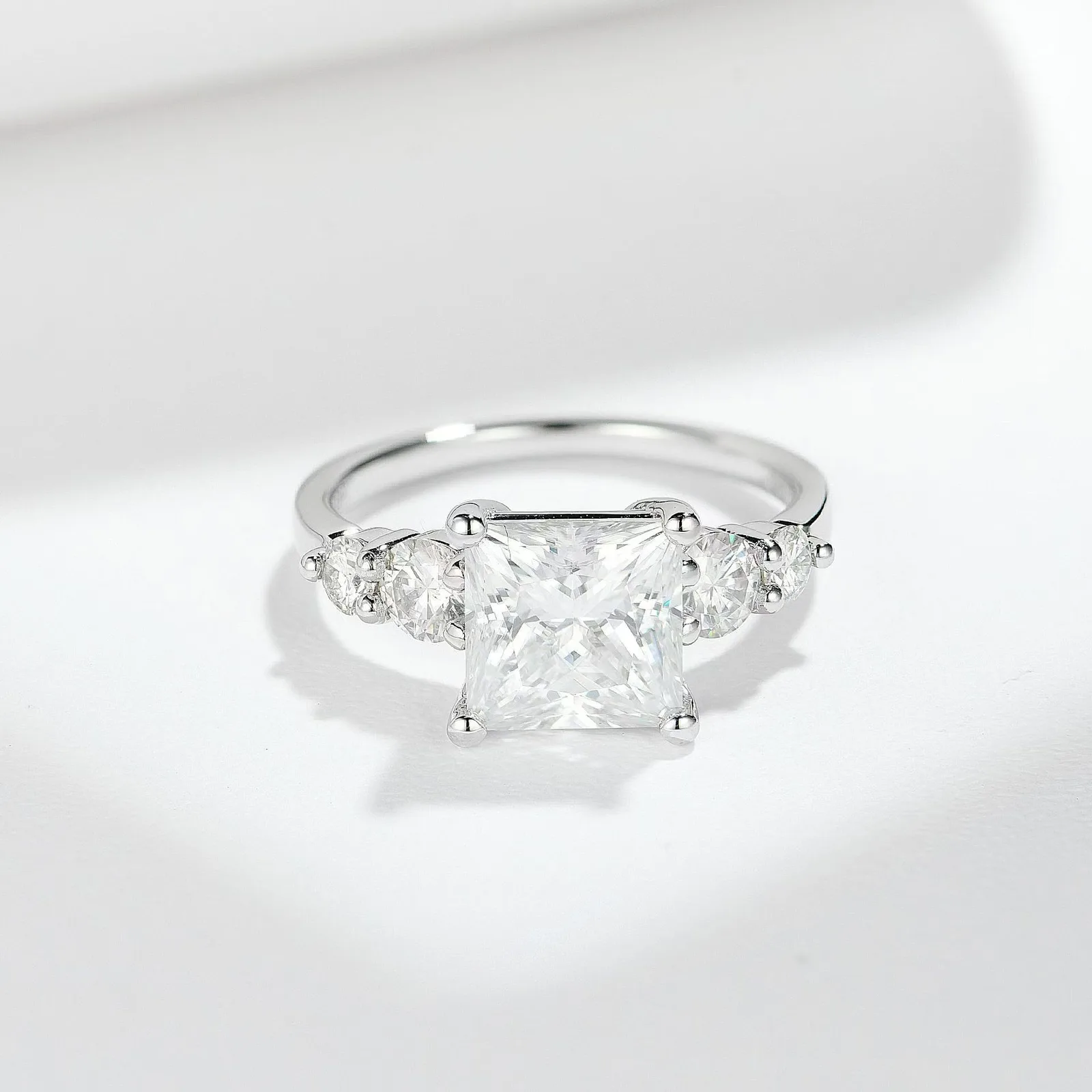 R3-0602 S925 Silver 18K White Gold Princess Moissanite Confession Ring Women's Ring Center Stone 8*8mm/3ct