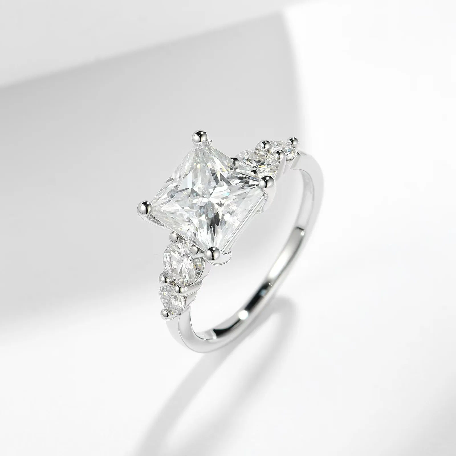 R3-0602 S925 Silver 18K White Gold Princess Moissanite Confession Ring Women's Ring Center Stone 8*8mm/3ct