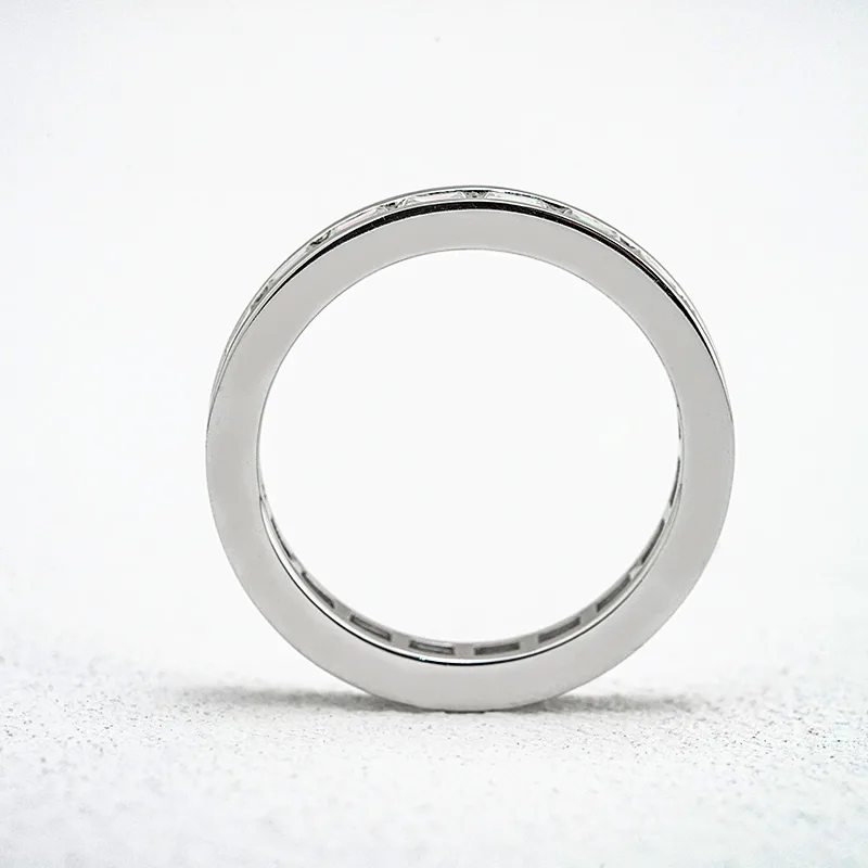 R3-0642 Star S925 Silver 18K White Gold Rectangle Moissanite Full Pavé Engagement Ring Band Ring 2.2ct