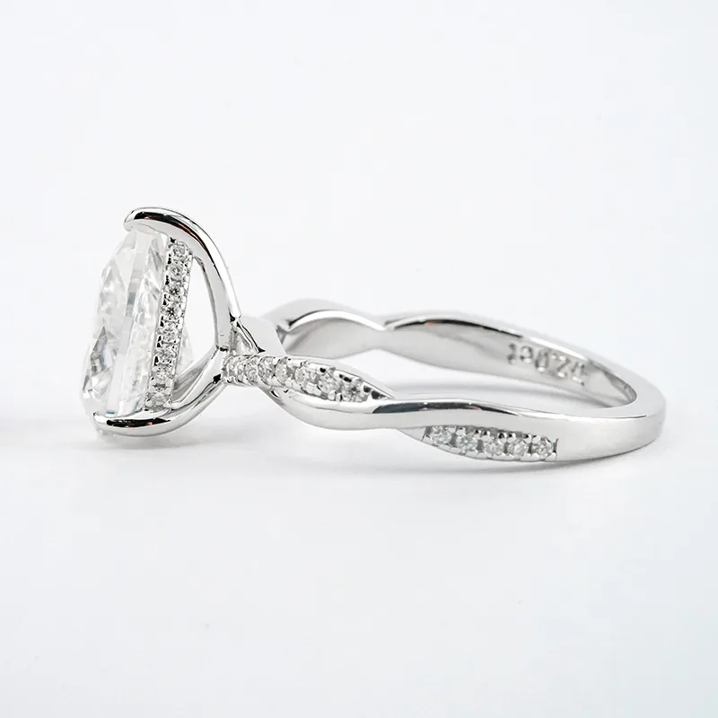 R3-0359 Vine S925 Silver 18K Gold Pear Moissanite Wedding Band Women's Ring Center Stone 10*7mm/2.0ct