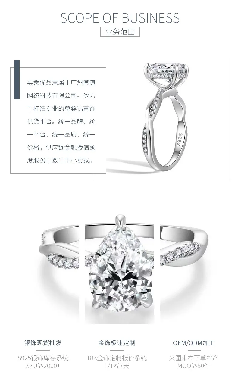 R3-0359 Vine S925 Silver 18K Gold Pear Moissanite Wedding Band Women