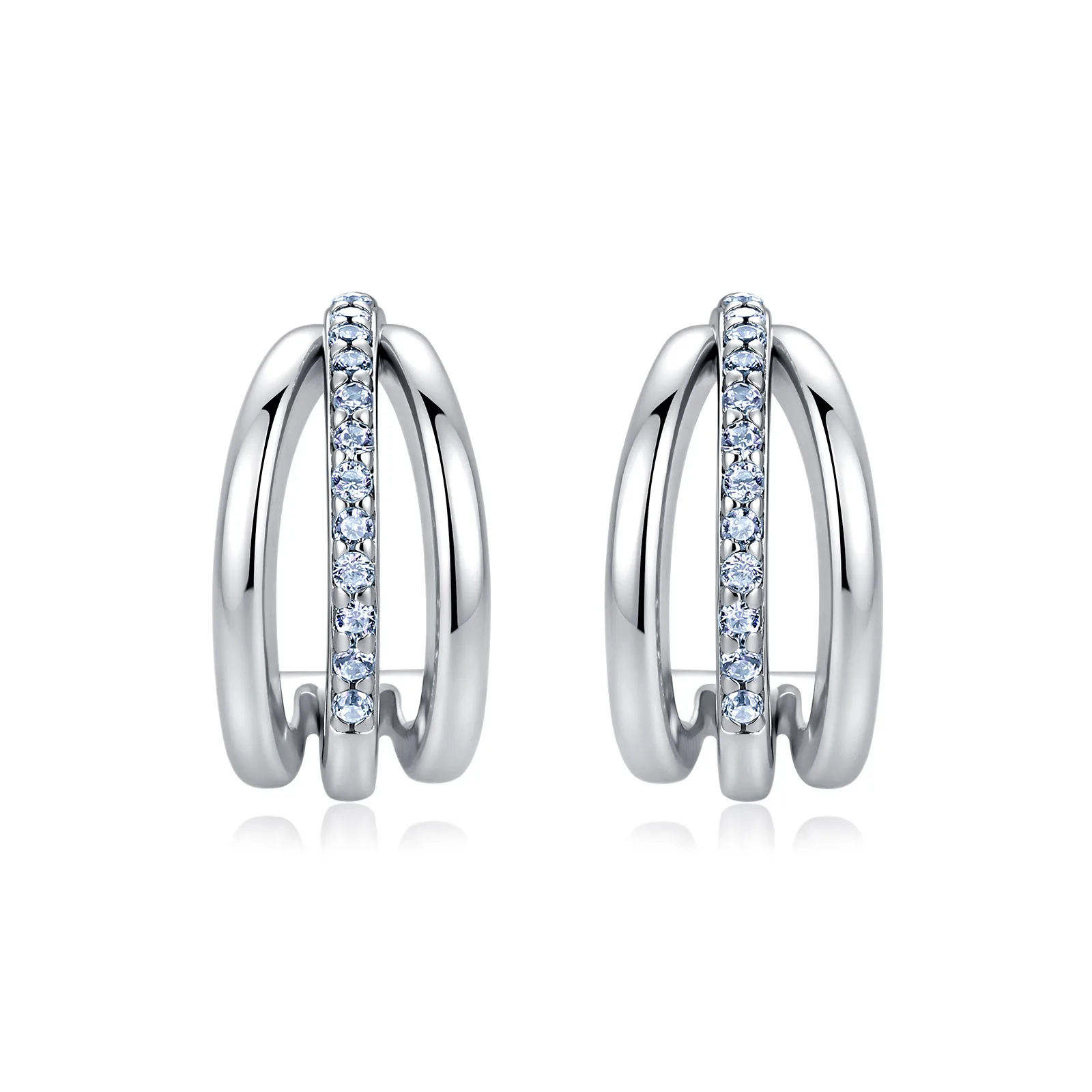 ME2808 S925 Silver 18K Gold Round Moissanite Ring C Stud Earrings 0.13ct