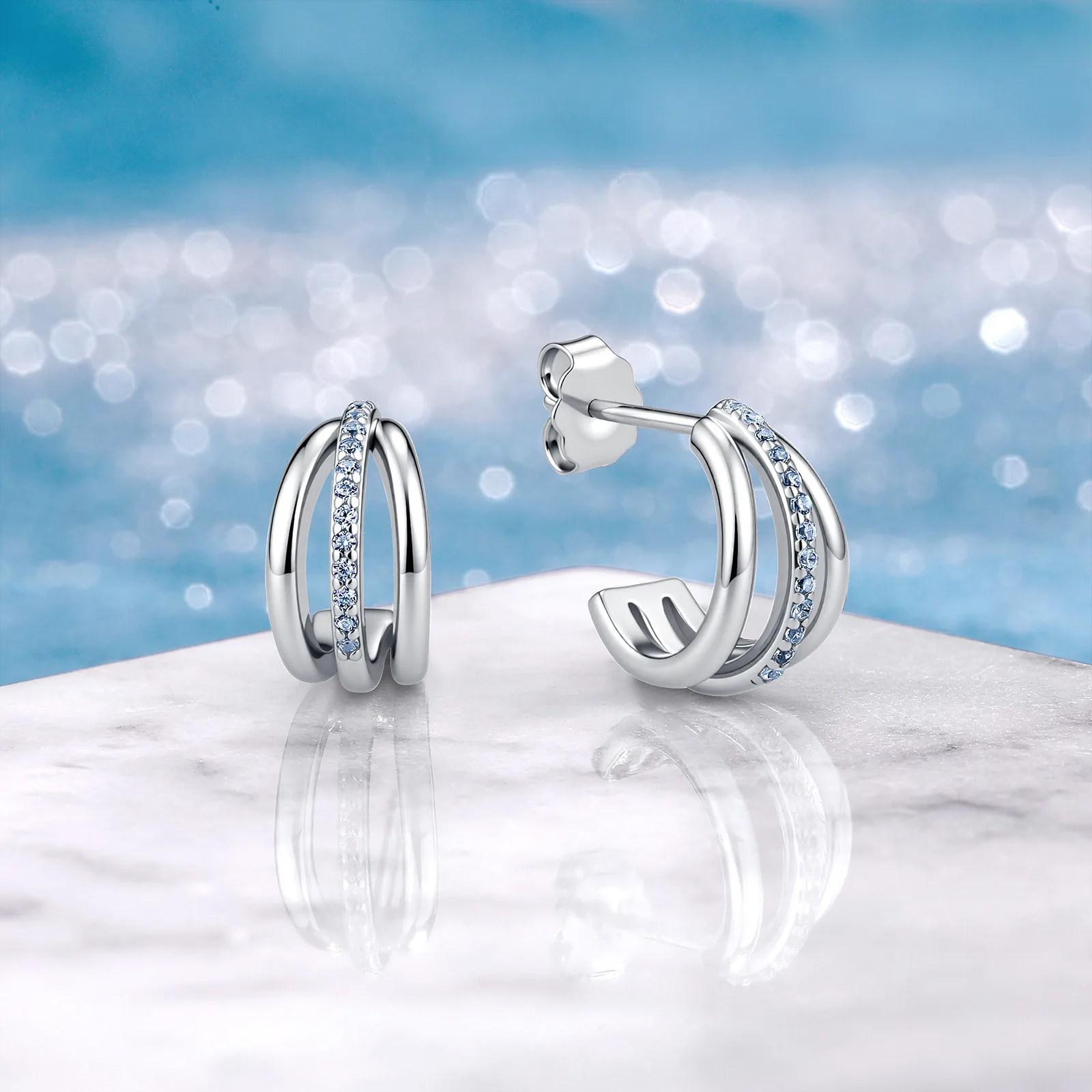 ME2808 S925 Silver 18K Gold Round Moissanite Ring C Stud Earrings 0.13ct