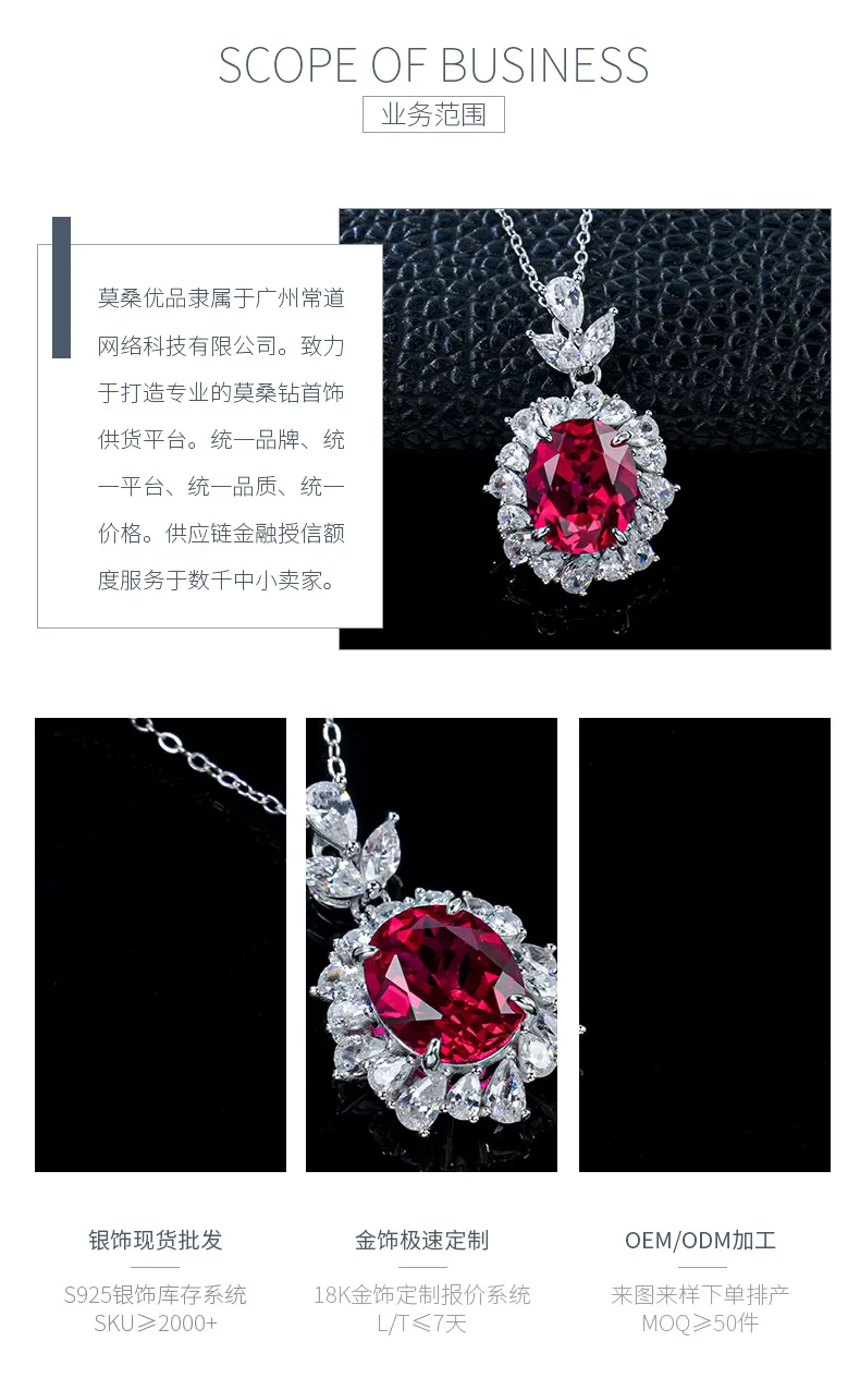P1337 S925 Silver 18K White Gold Oval Lab-Grown Gemstone Baroque Luxury Necklace