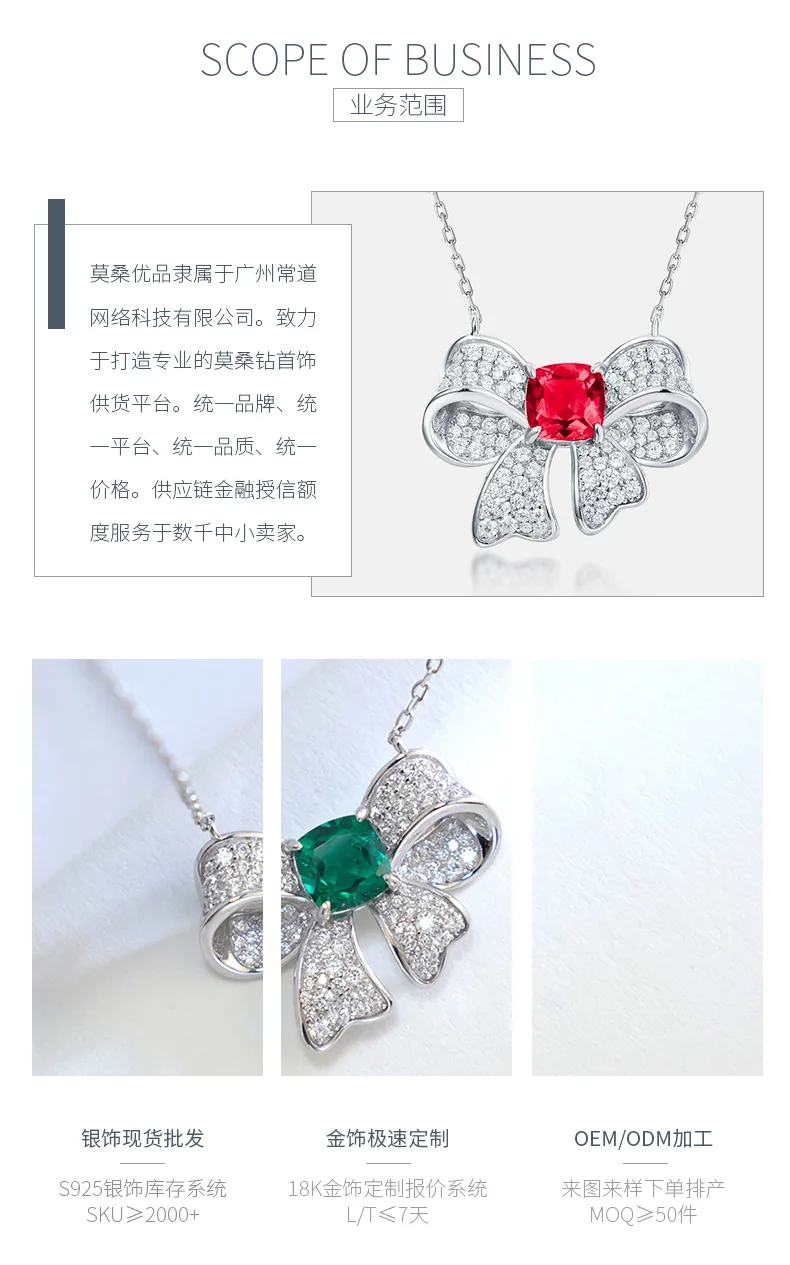N202307 S925 Silver 18K White Gold Cushion Lab-Grown Gemstone Necklace Center St