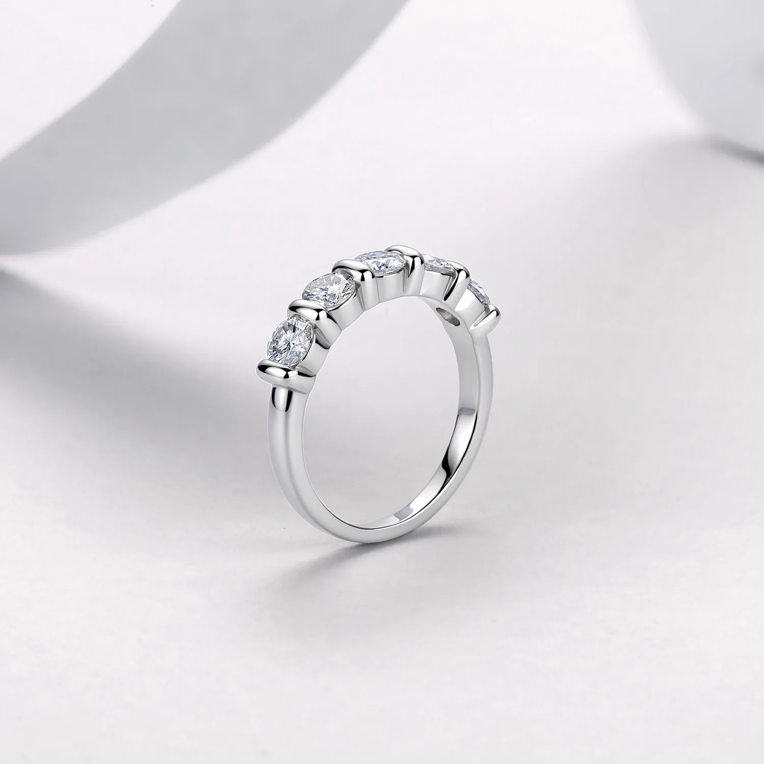 R52592-BMC Silver 18K White Gold Round Moissanite Confession Ring Women's Ring Center Stone 4.0mm*5/1.5ct