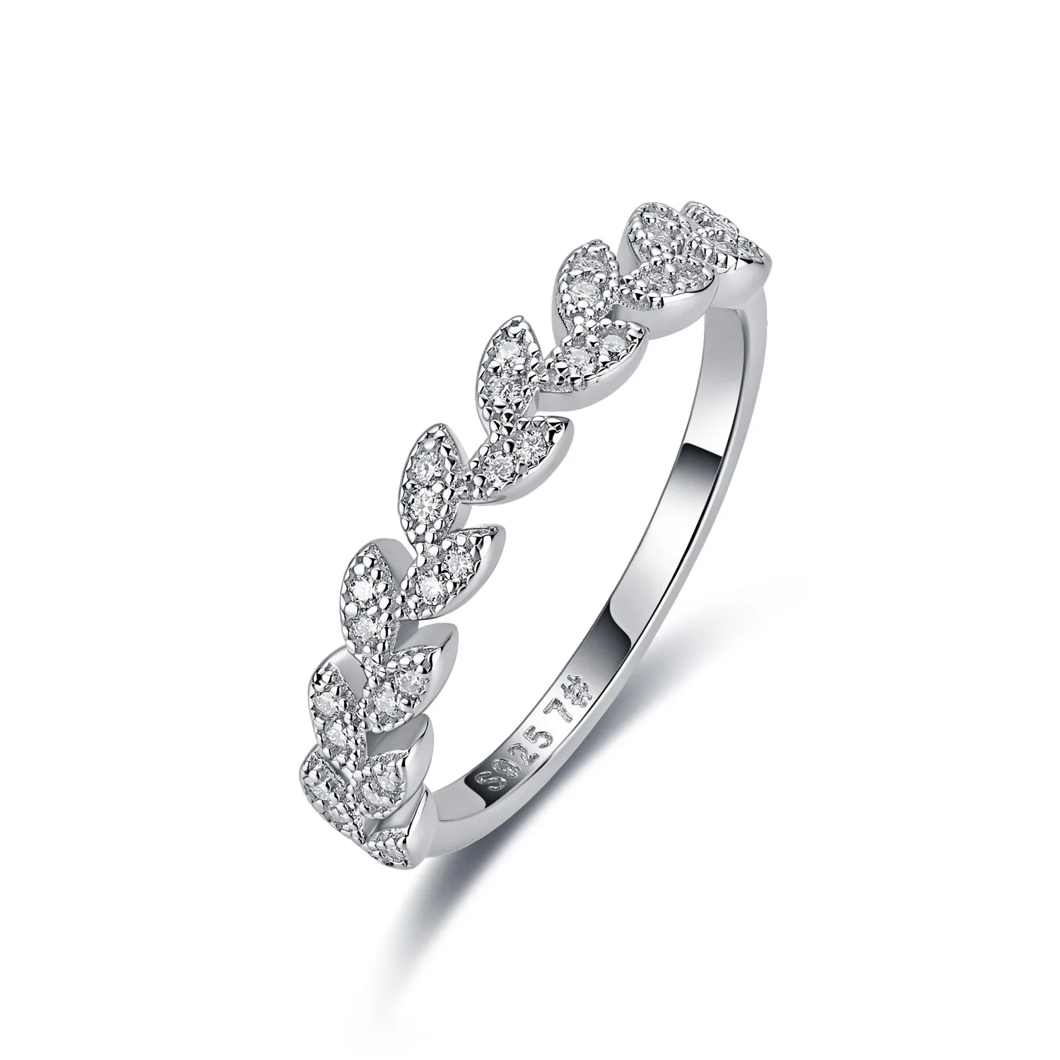 R52545 Silver 18K White Gold Round Moissanite Confession Ring Women's Ring 0.16ct