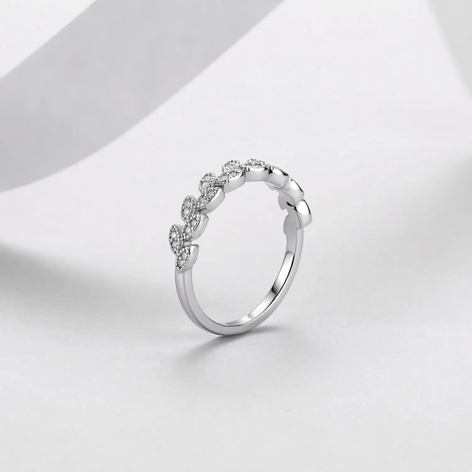 R52545 Silver 18K White Gold Round Moissanite Confession Ring Women's Ring 0.16ct
