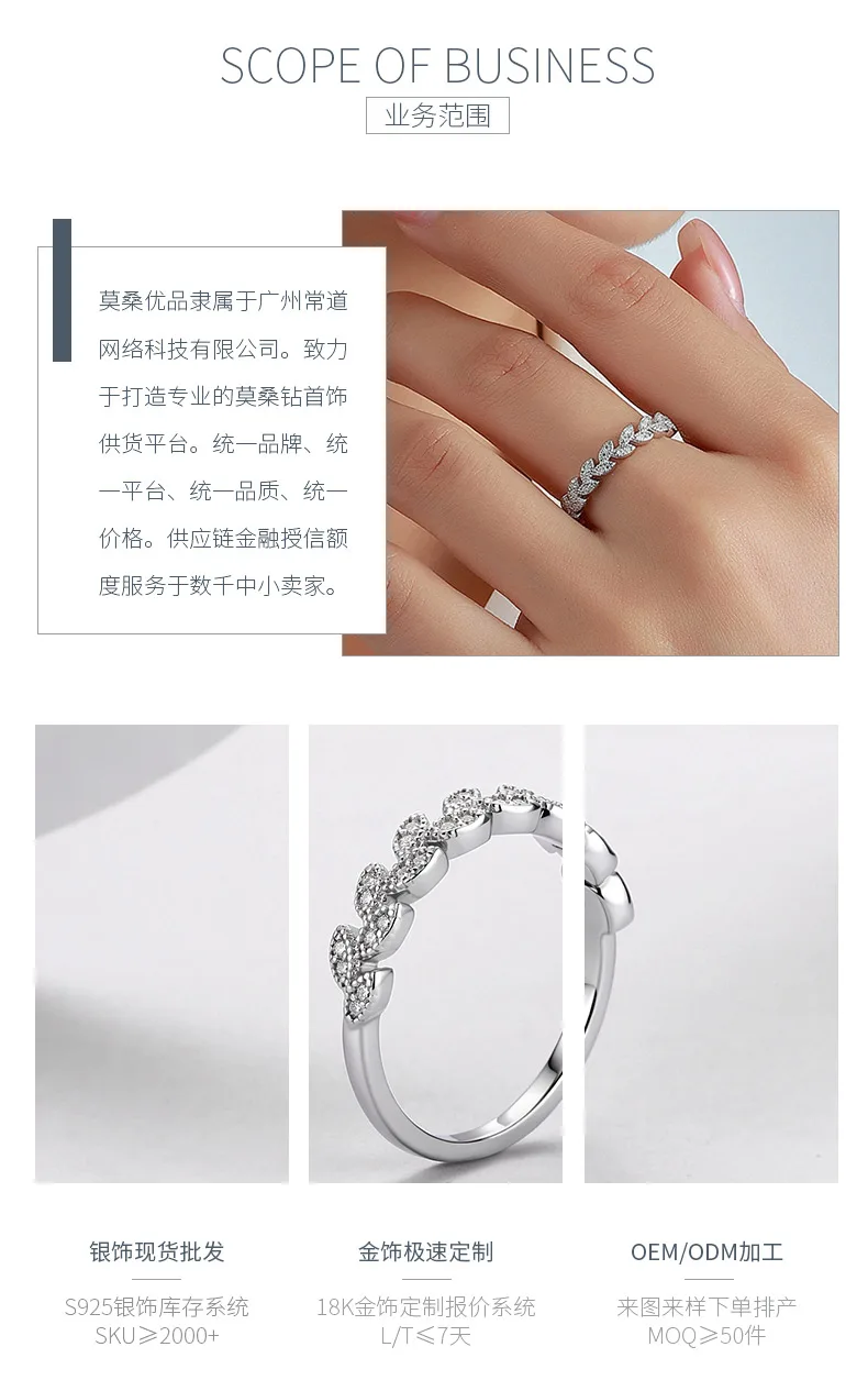 R52545 Silver 18K White Gold Round Moissanite Confession Ring Women