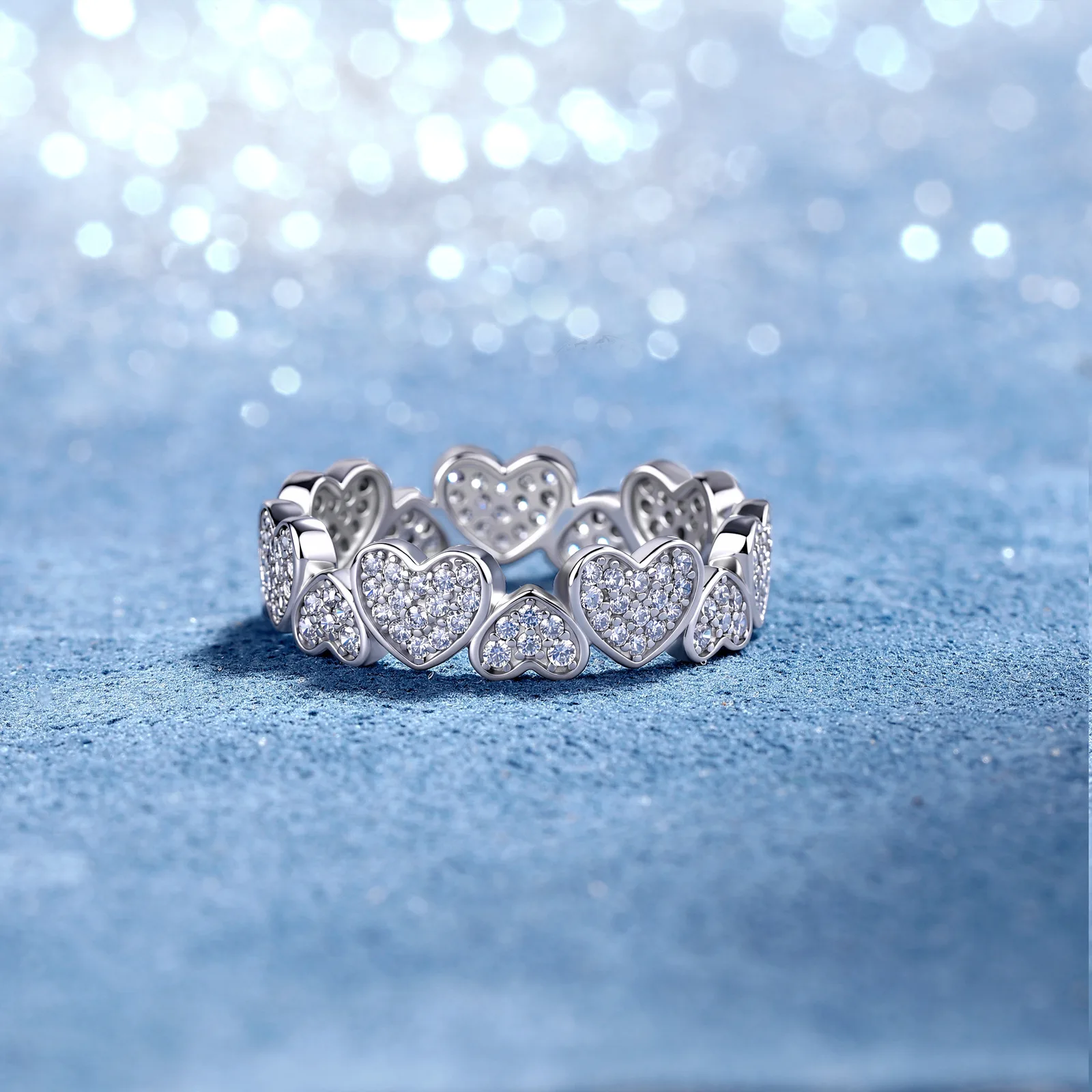 SR0399007 S925 Silver 18K Gold Full Pavé Moissanite Anniversary Ring Women's Ring 0.67ct