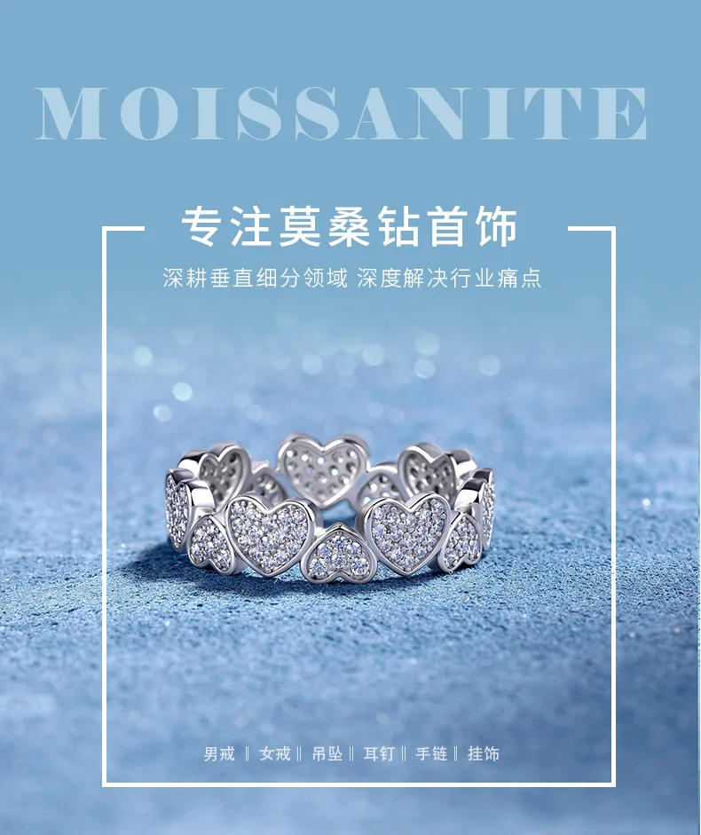 SR0399007 S925 Silver 18K Gold Full Pavé Moissanite Anniversary Ring Women