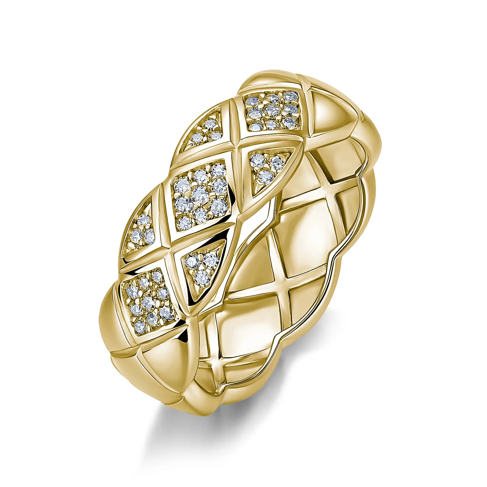SR0737801 S925 Silver 18K Gold Moissanite Rhombus Anniversary Ring Women's Ring 0.22ct