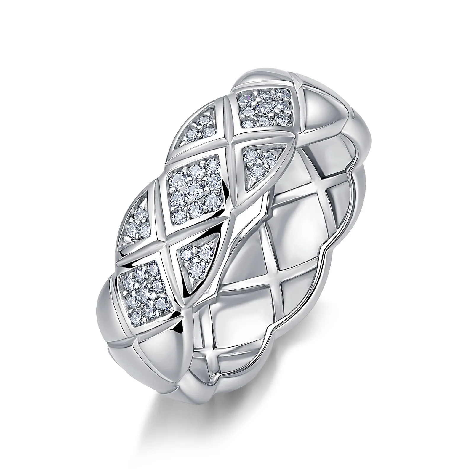 SR0737801 S925 Silver 18K Gold Moissanite Rhombus Anniversary Ring Women's Ring 0.22ct