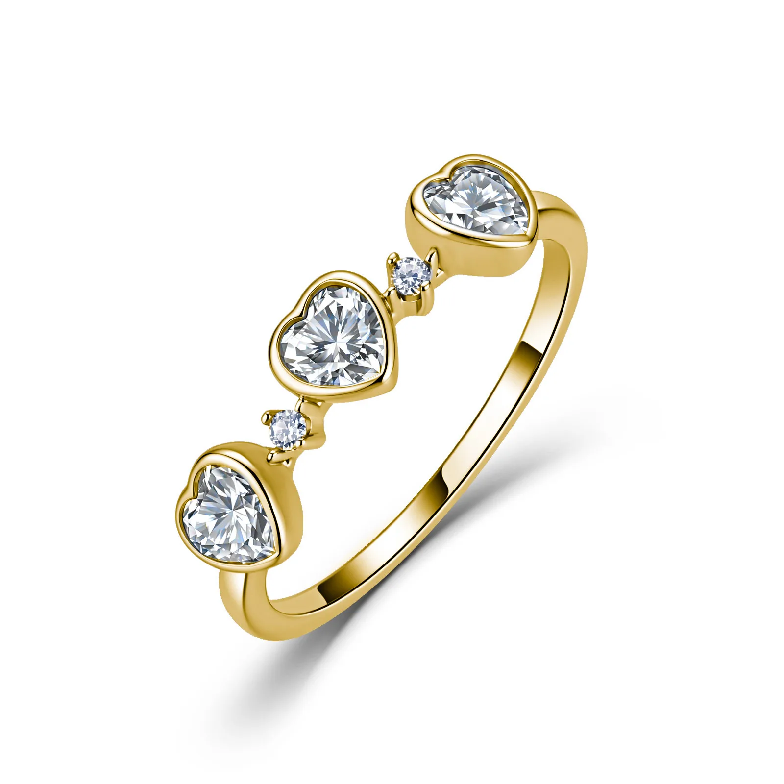 SR0738301 S925 Silver 18K Gold Heart Moissanite Cute Confession Ring Women's Ring 0.9ct