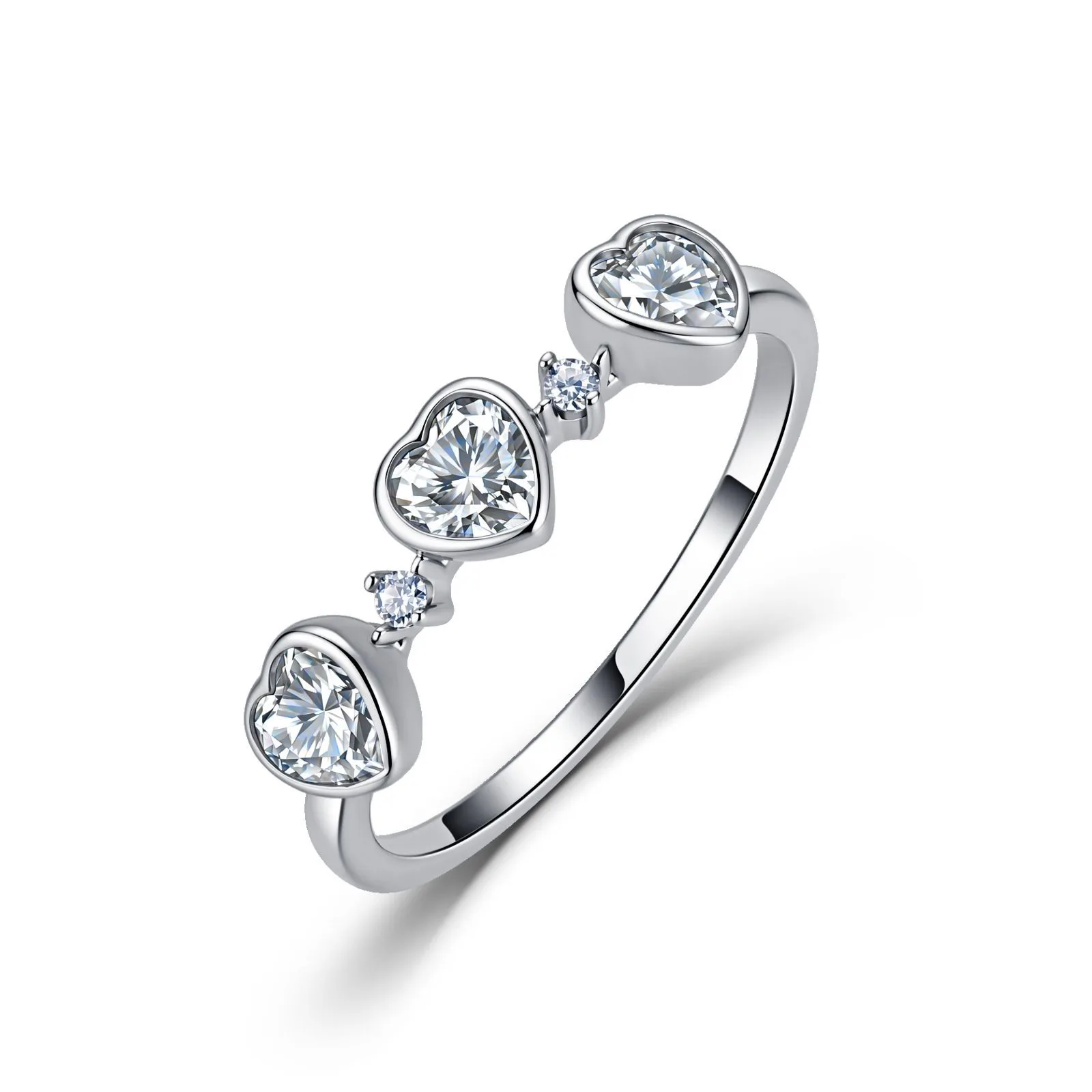 SR0738301 S925 Silver 18K Gold Heart Moissanite Cute Confession Ring Women's Ring 0.9ct