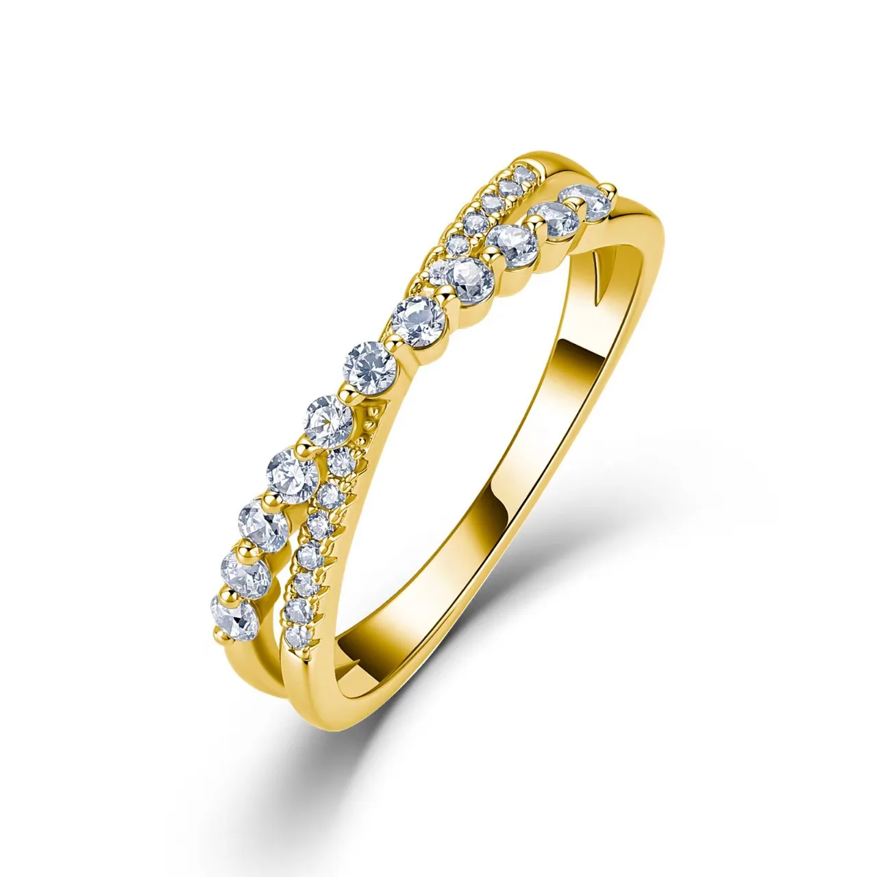 SR0486103 S925 Silver 18K Gold Full Pavé Moissanite Band Ring Anniversary Ring 0.3ct
