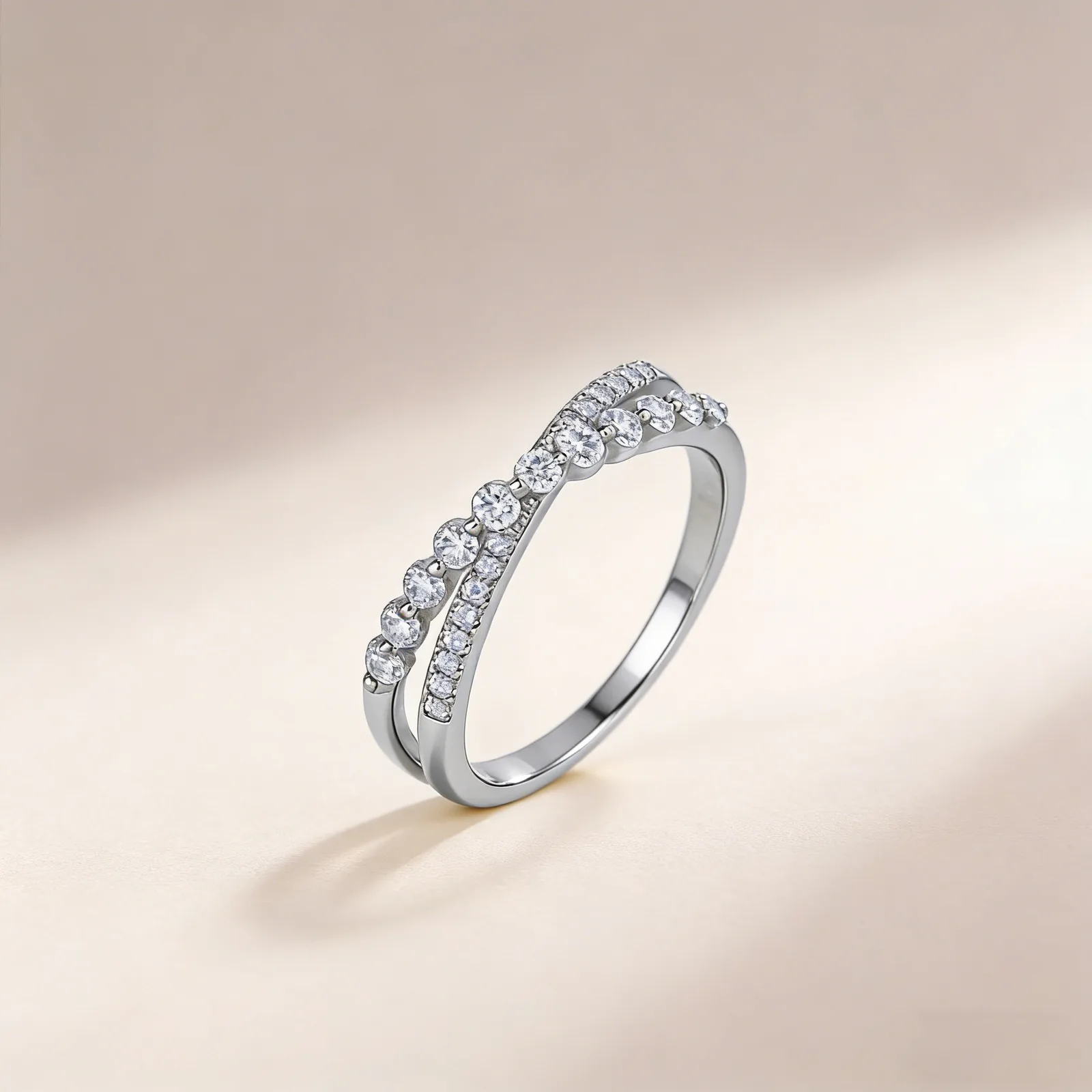 SR0486103 S925 Silver 18K Gold Full Pavé Moissanite Band Ring Anniversary Ring 0.3ct