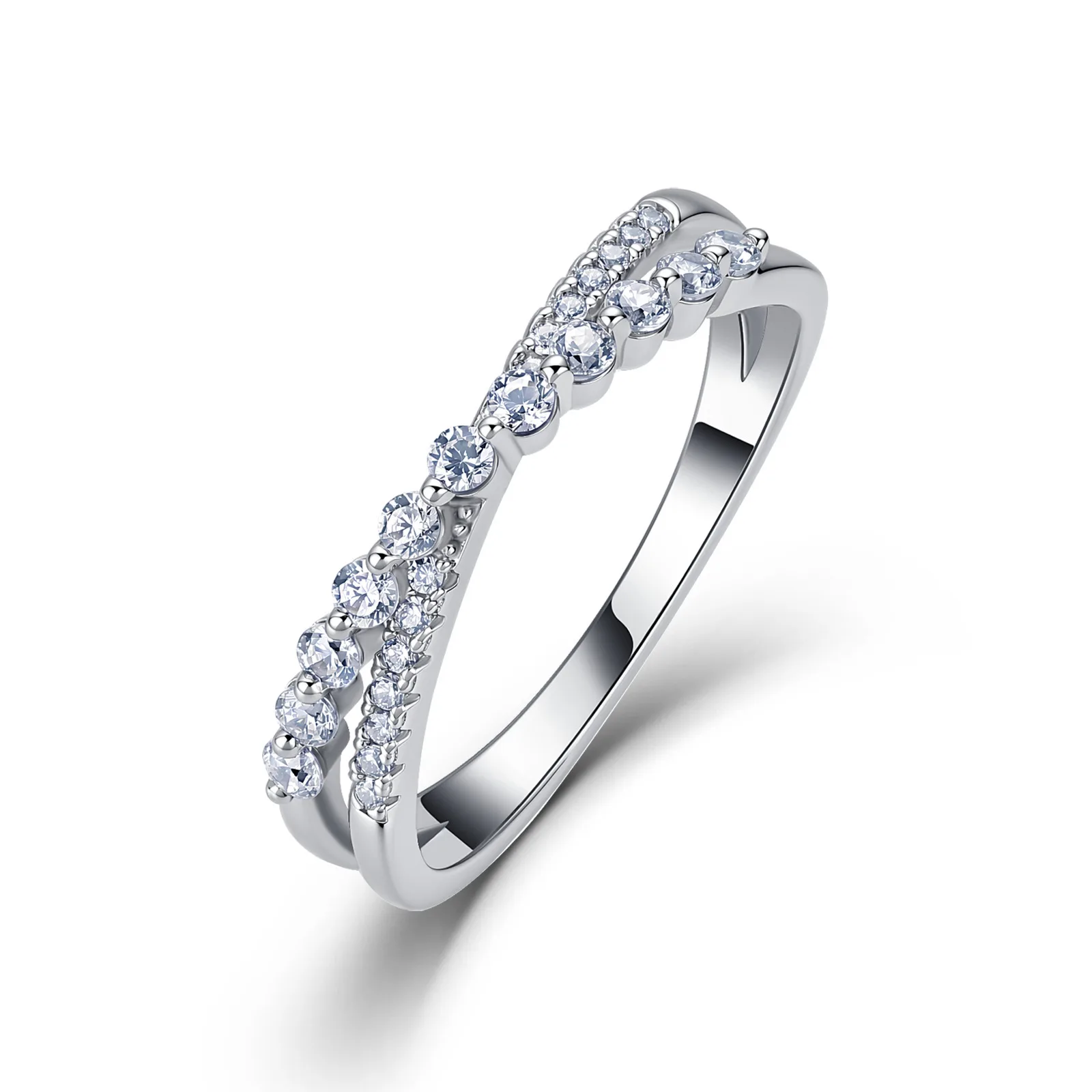SR0486103 S925 Silver 18K Gold Full Pavé Moissanite Band Ring Anniversary Ring 0.3ct